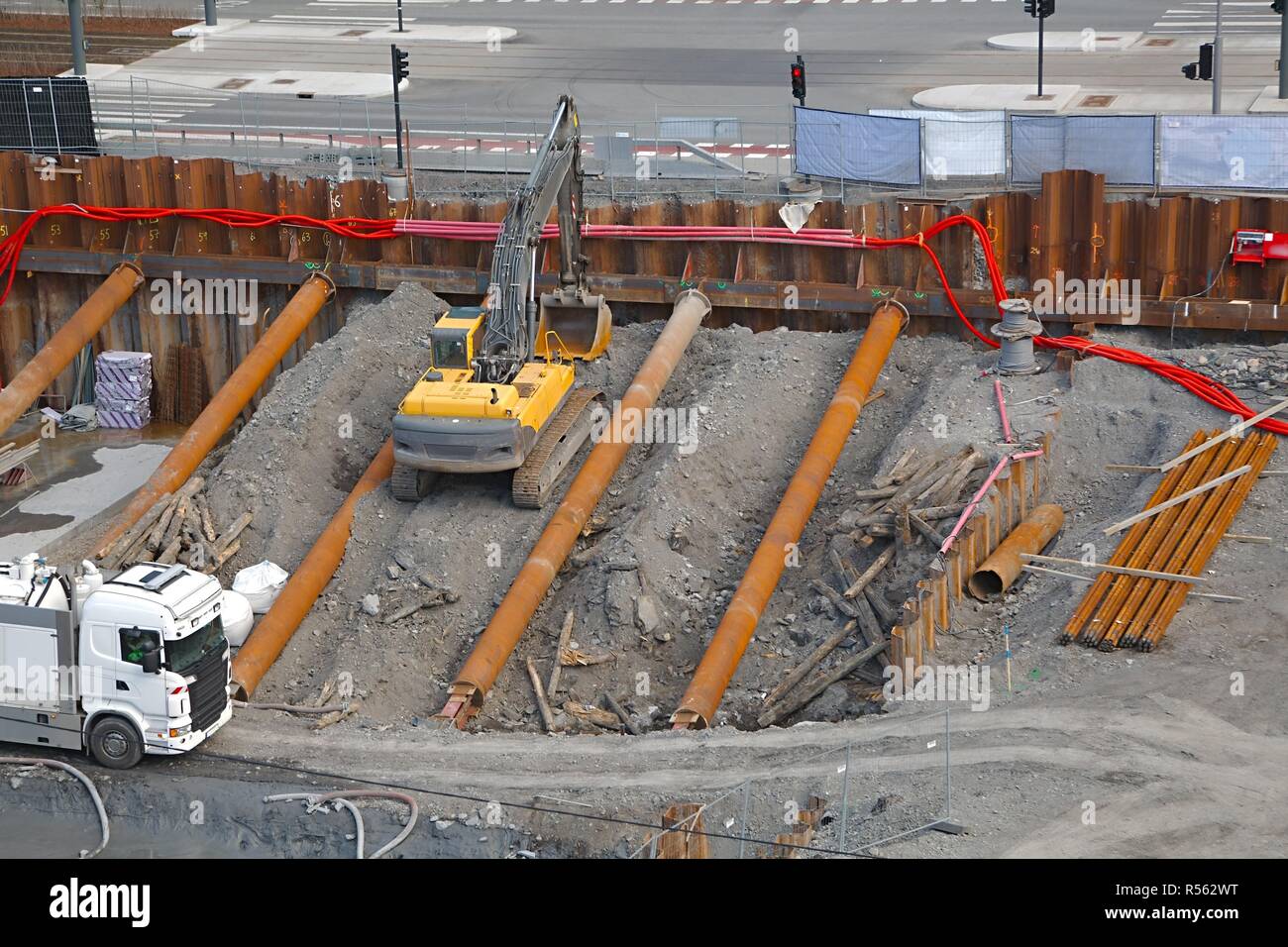 Baumaschinen-Website Stockfoto