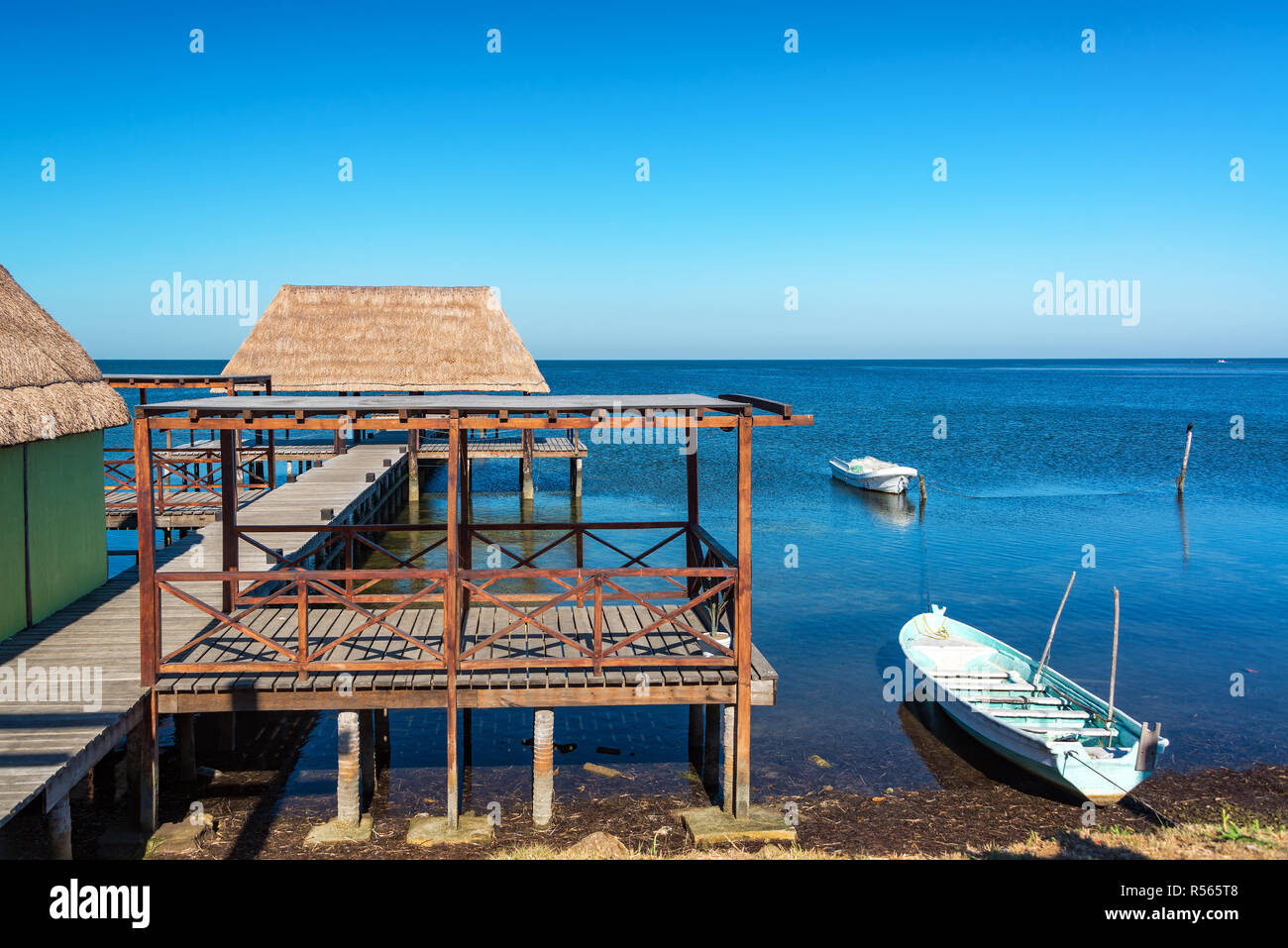 Pier in Champoton, Mexiko Stockfoto