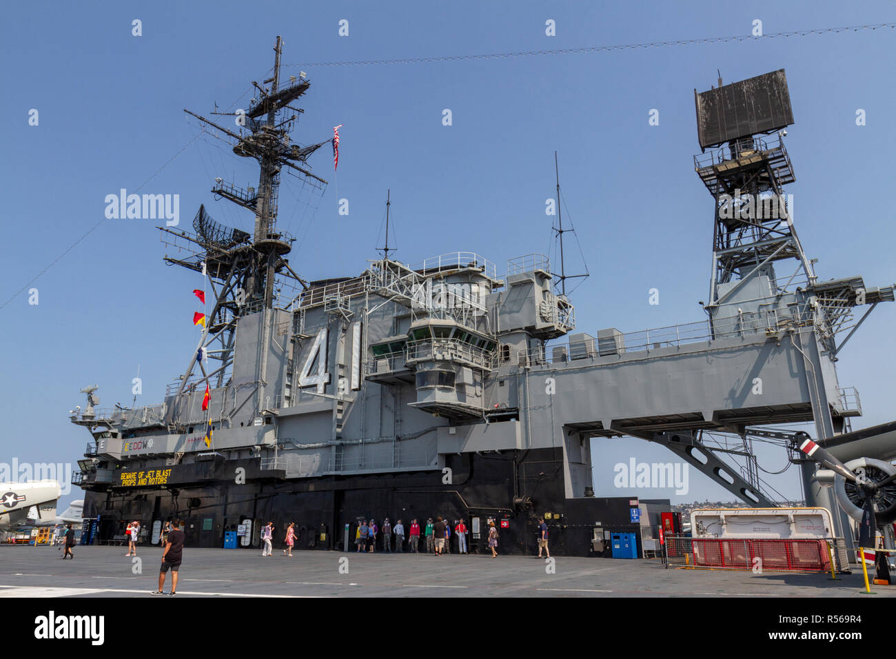 Der kommandoturm Auf der USS Midway, San Diego, California, United States. Stockfoto