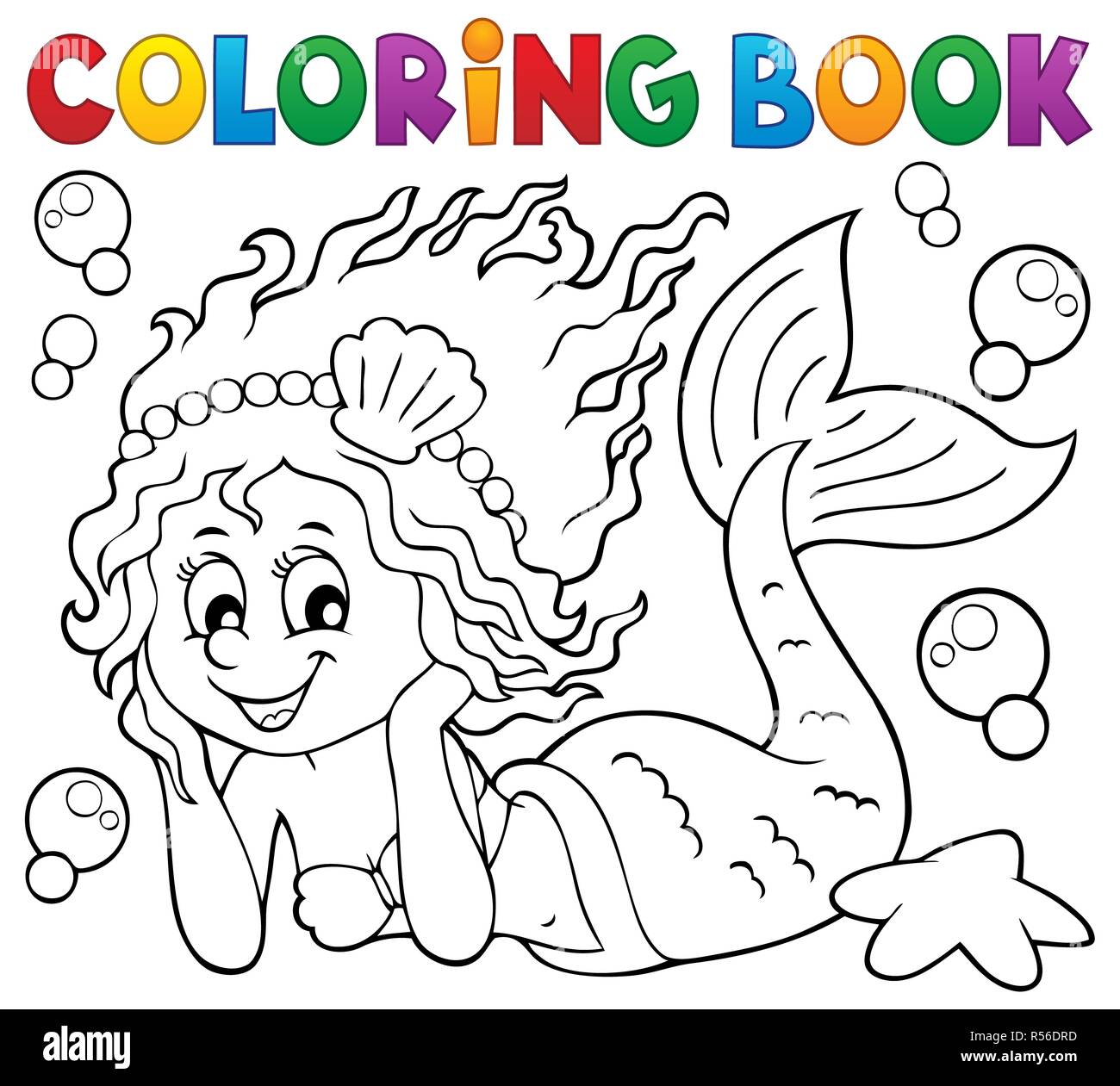 Malbuch glücklich Mermaid Stockfoto