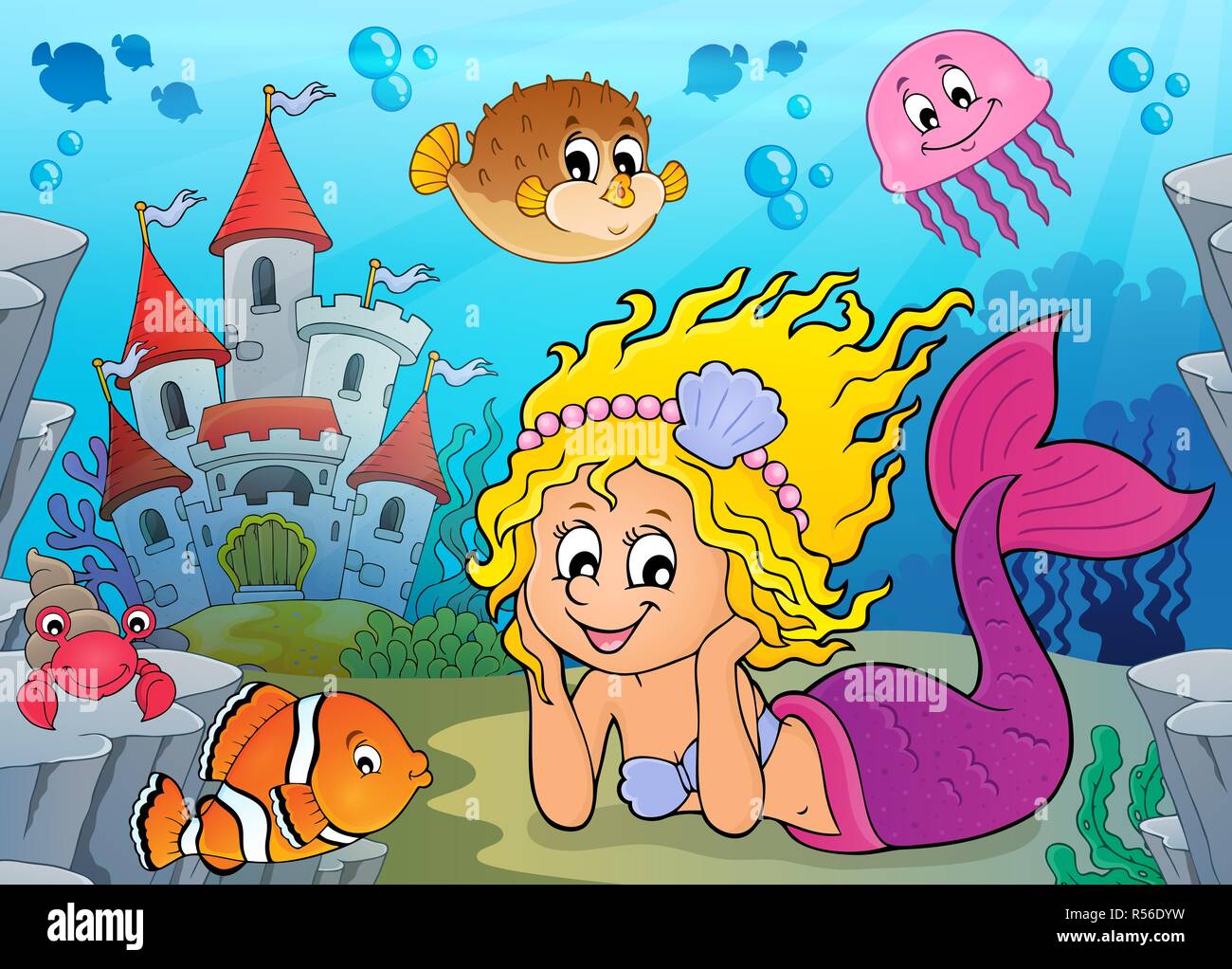 Happy mermaid Thema 2 Stockfoto