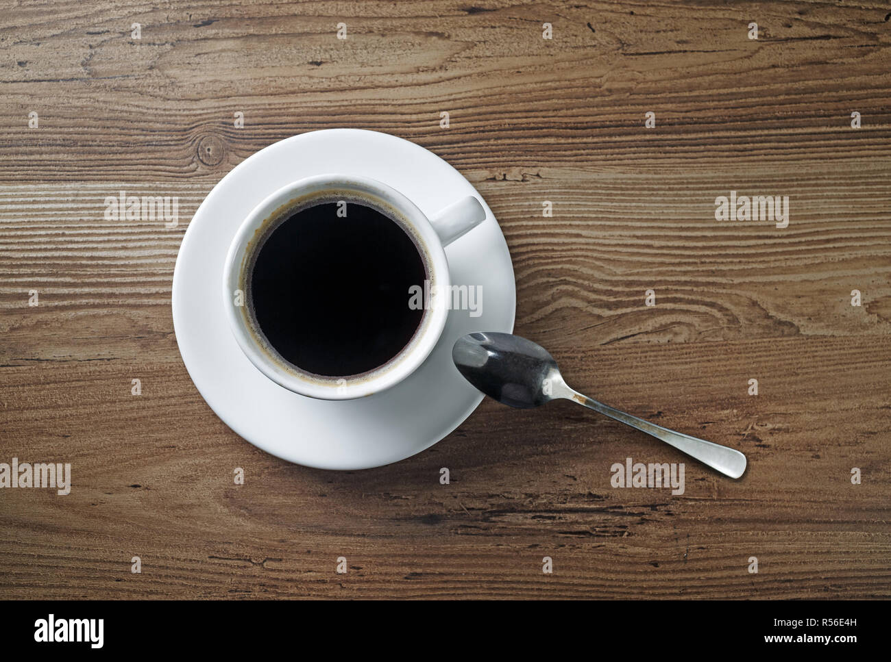 Kaffee Tasse und Löffel Stockfoto