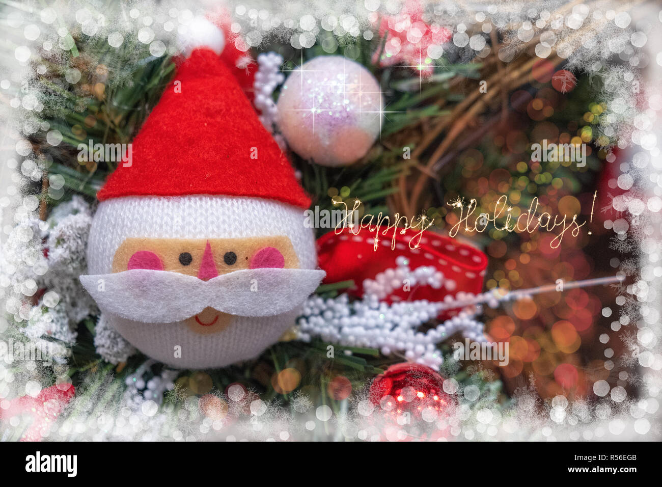 Klassische Weihnachten Grußkarte Stockfoto