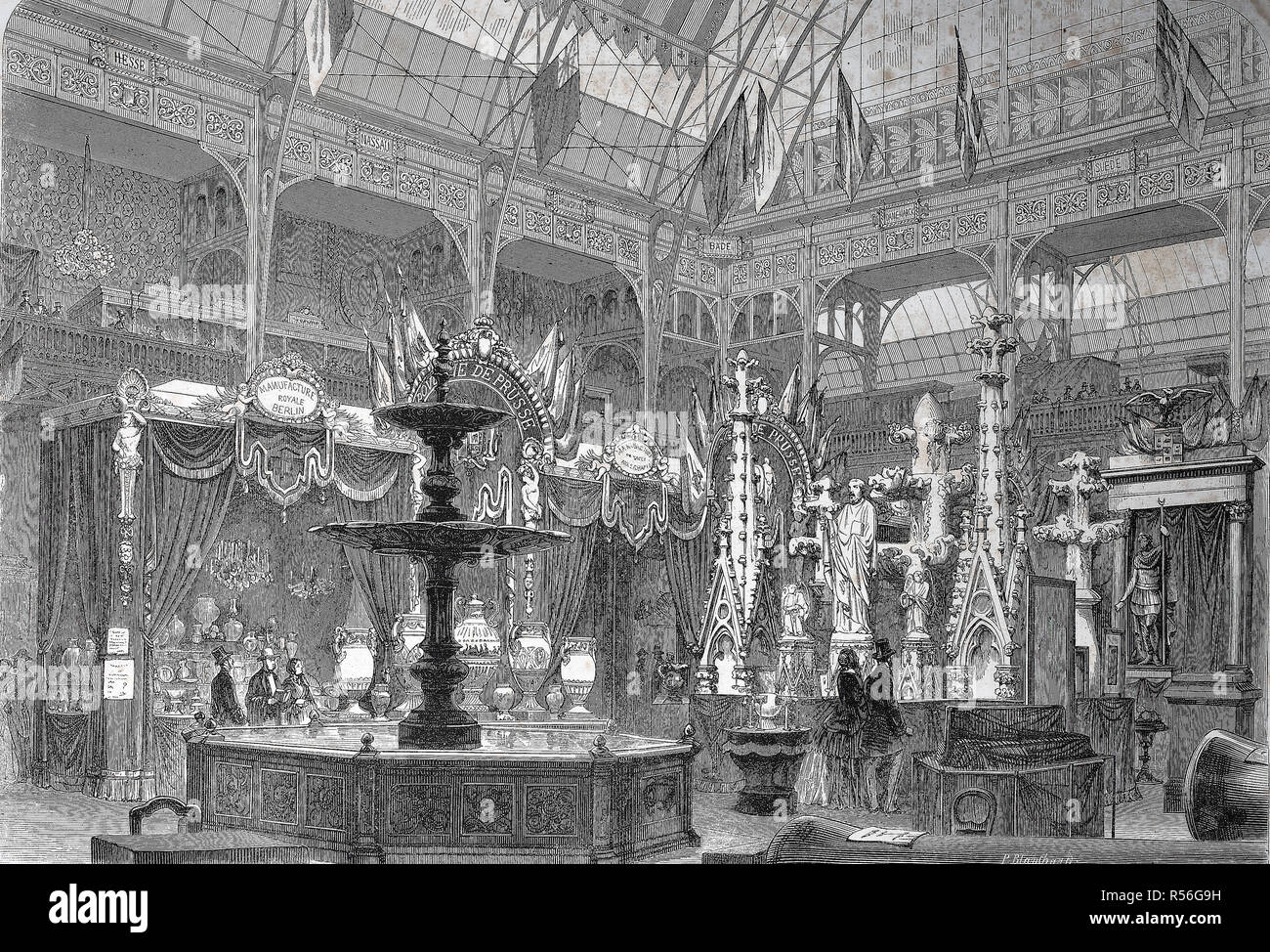 Die internationale Ausstellung 1867, Paris, die preußische Ausstellungshalle, Holzschnitt, Frankreich Stockfoto