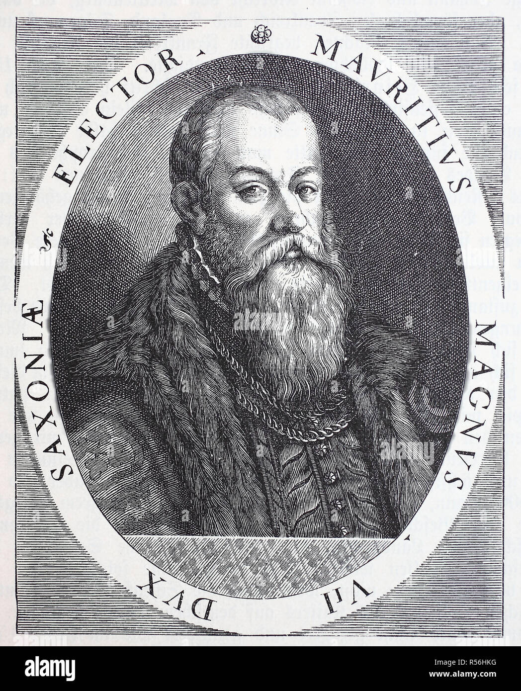 Moritz von Sachsen, 21. März 1521 in Freiberg, den 11. Juli 1553 In Sievershausen, Holzschnitt, Deutschland Stockfoto