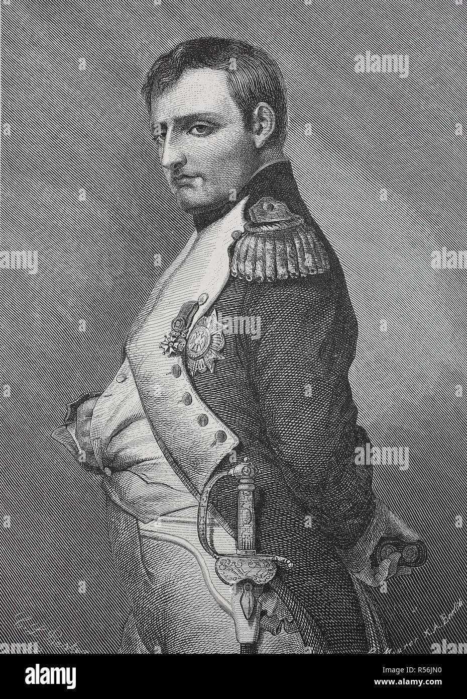 Napoleon Bonaparte, 15. August 1769 geboren, Tod 5. Mai 1821, 1810, Holzschnitt, Frankreich Stockfoto