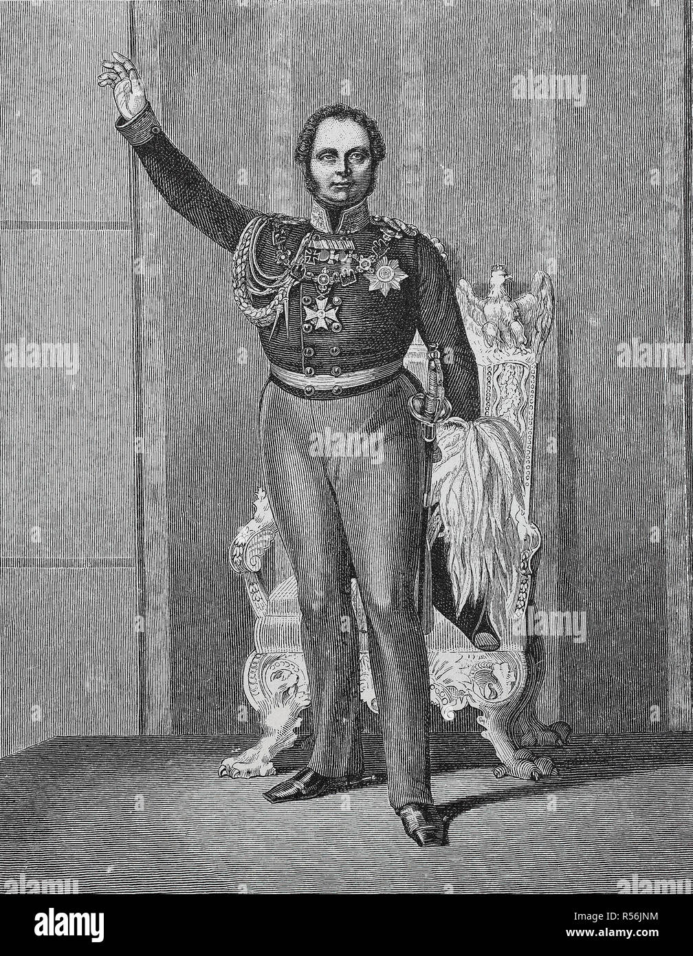 Friedrich Wilhelm IV. von Preußen, 15. Oktober 1795, 2. Januar 1861, bei der Eröffnung des ersten Vereinigten Ernährung am 11. März 1847 Stockfoto