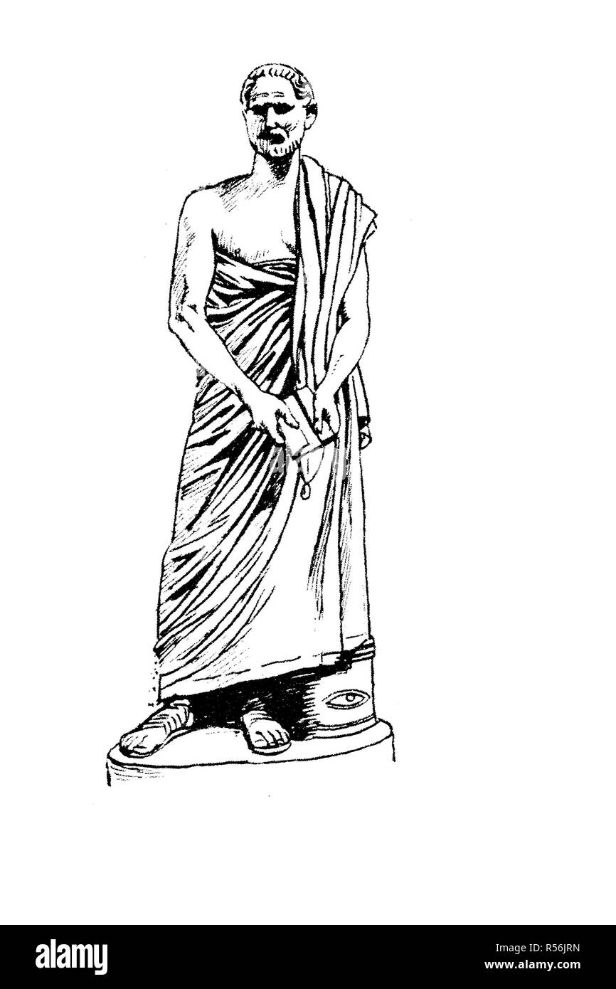Mode, Kleidung in Griechenland, Blütezeit der 5th-4th century BC, Durchführung der oberen Bekleidung, den Himation, Holzschnitt, Griechenland Stockfoto