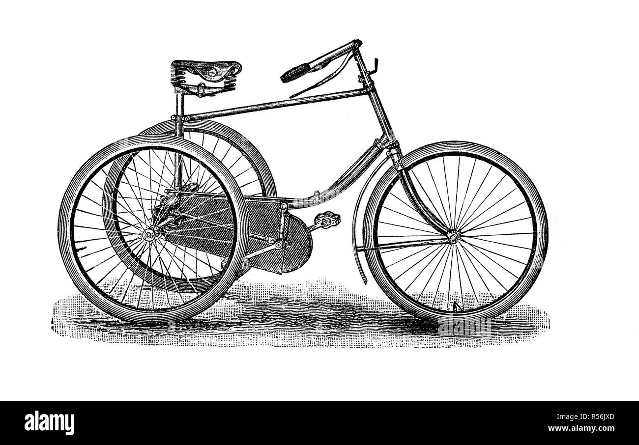 Velocipede, Fahrrad, aus dem 19. Jahrhundert und früher, 1880, Holzschnitt, Deutschland Stockfoto