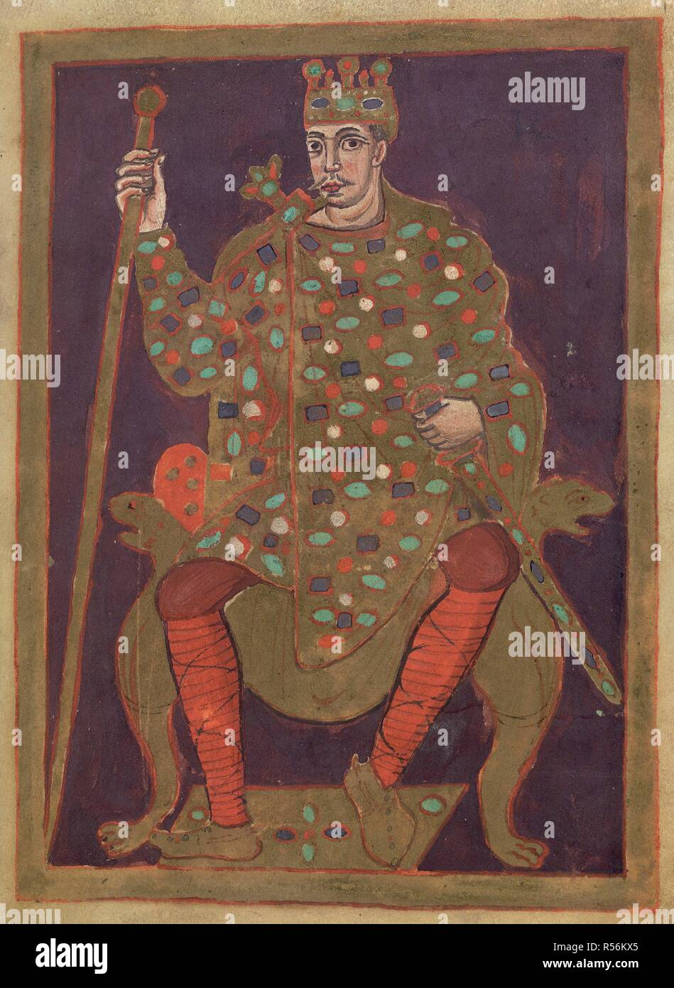 Porträt des Kaisers Lothaire. Lothaire Psalter. Karolinger; 9. Jahrhundert. Quelle: Hinzufügen. 37768, f 4. Sprache: Latein. Stockfoto