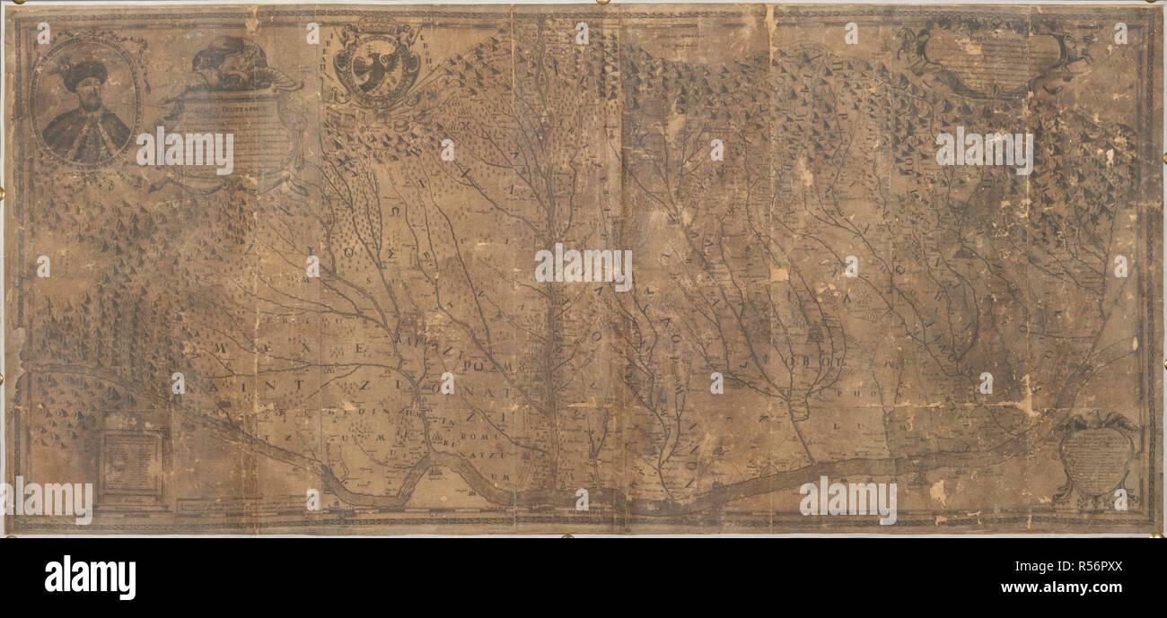 Der Walachei und in Rumänien. 1700. Karte von der Walachei, Rumänien, in Griechisch und Latein. Index geographicus celcissimi principatus Wallachiae. Ursprünglich veröffentlicht in 1700 produziert. . Quelle: Karten.* 44170. (1). Stockfoto