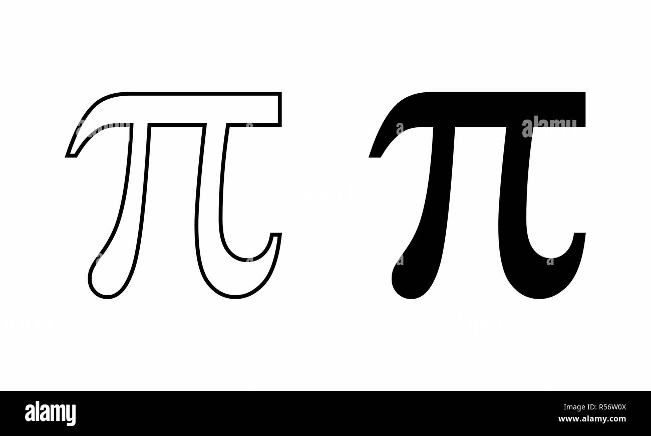 Schwarze und weiße Abbildung des Pi-Symbol Stock Vektor