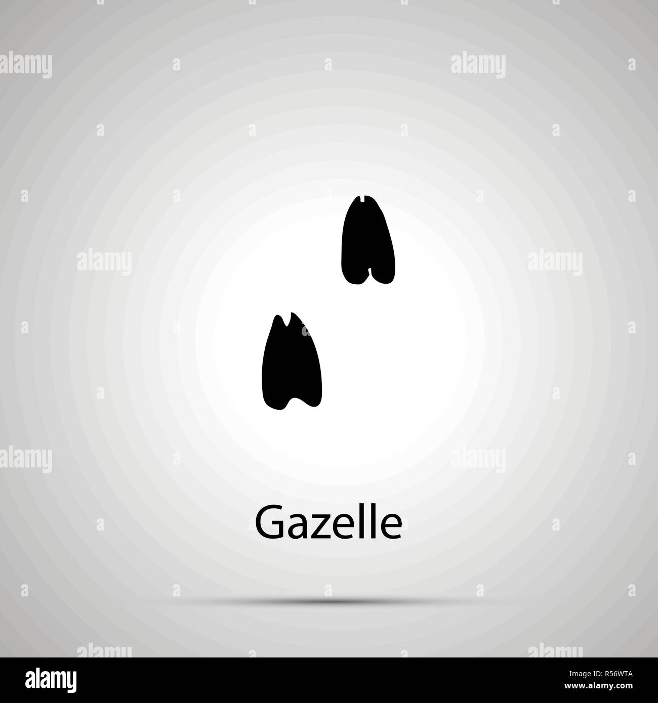 Gazelle Pfoten, Schritte Abdrücke, einfache schwarze Silhouette auf Grau Stock Vektor