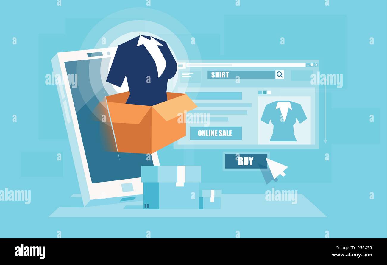 Kreative vektor design der Online Bestellung via Smartphone und Computer auf moderne Web site Stock Vektor