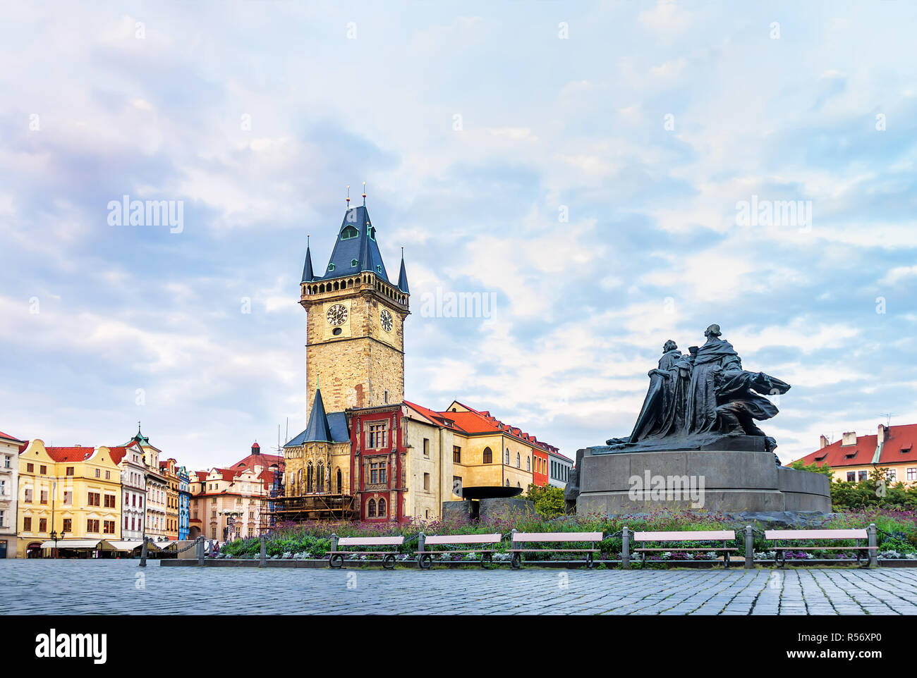 Das Alte Rathaus und die Jan Hus Denkmal in Prag Stockfoto
