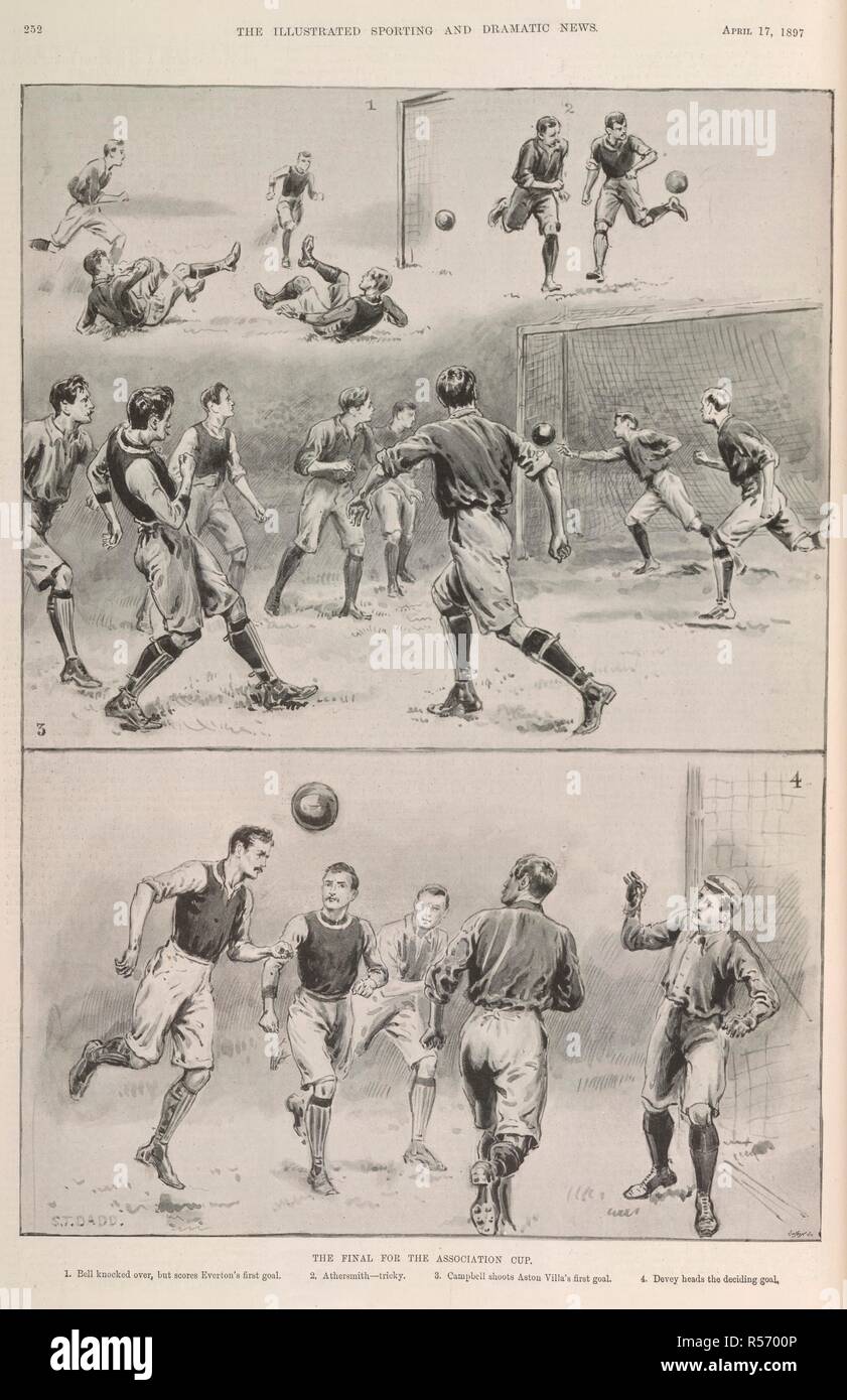 Die Endrunde für die Association Cup. Everton gegen Aston Villa. Die gezeigten Sportlichen und dramatische Nachrichten. April 17, 1897. Die 1897 FA-Cup wurde von Aston Villa und Everton in Crystal Palace bestritten. Aston Villa gewonnen 3 â € "2. Quelle: Der illustrierte Sporting und dramatische Nachrichten Seite 252. Stockfoto