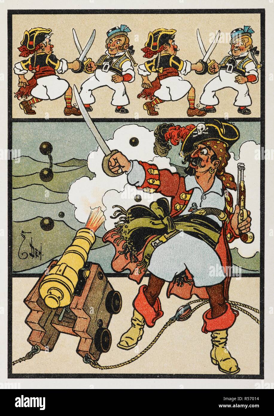 "Die Piraten". Eine farbige Illustration für ein Kinderbuch. Wenn ich erwachsen bin. [Mit Illustrationen des Autors.]. New York: Century Co., 1909. Quelle: 1280.y.21. Autor: Leason, Percy Alexander. Stockfoto