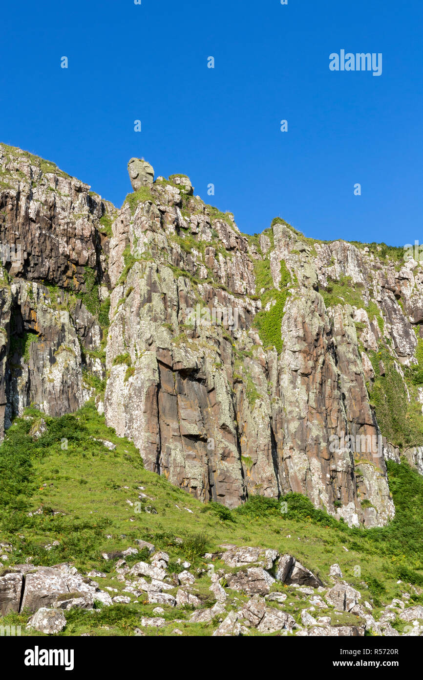 Felsformation bei Garrafad in der Nähe von Staffin, Isle of Skye, Innere Hebriden, Schottland, Großbritannien Stockfoto