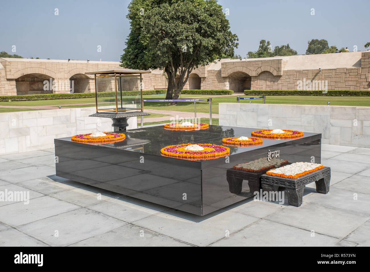 Raj Ghat Gedenkstätte für Mahatma Ghandi, Alt Delhi, Indien Stockfoto