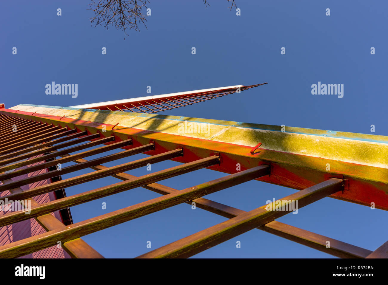 Belgien, Brügge, eine Nahaufnahme einer Windmühle blade Stockfoto