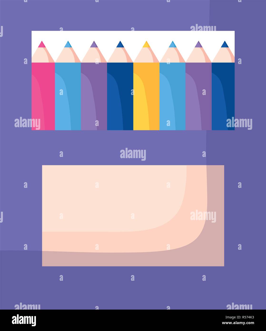 Bildung bleistifte Box auf weißem Hintergrund Vector Illustration Stock Vektor