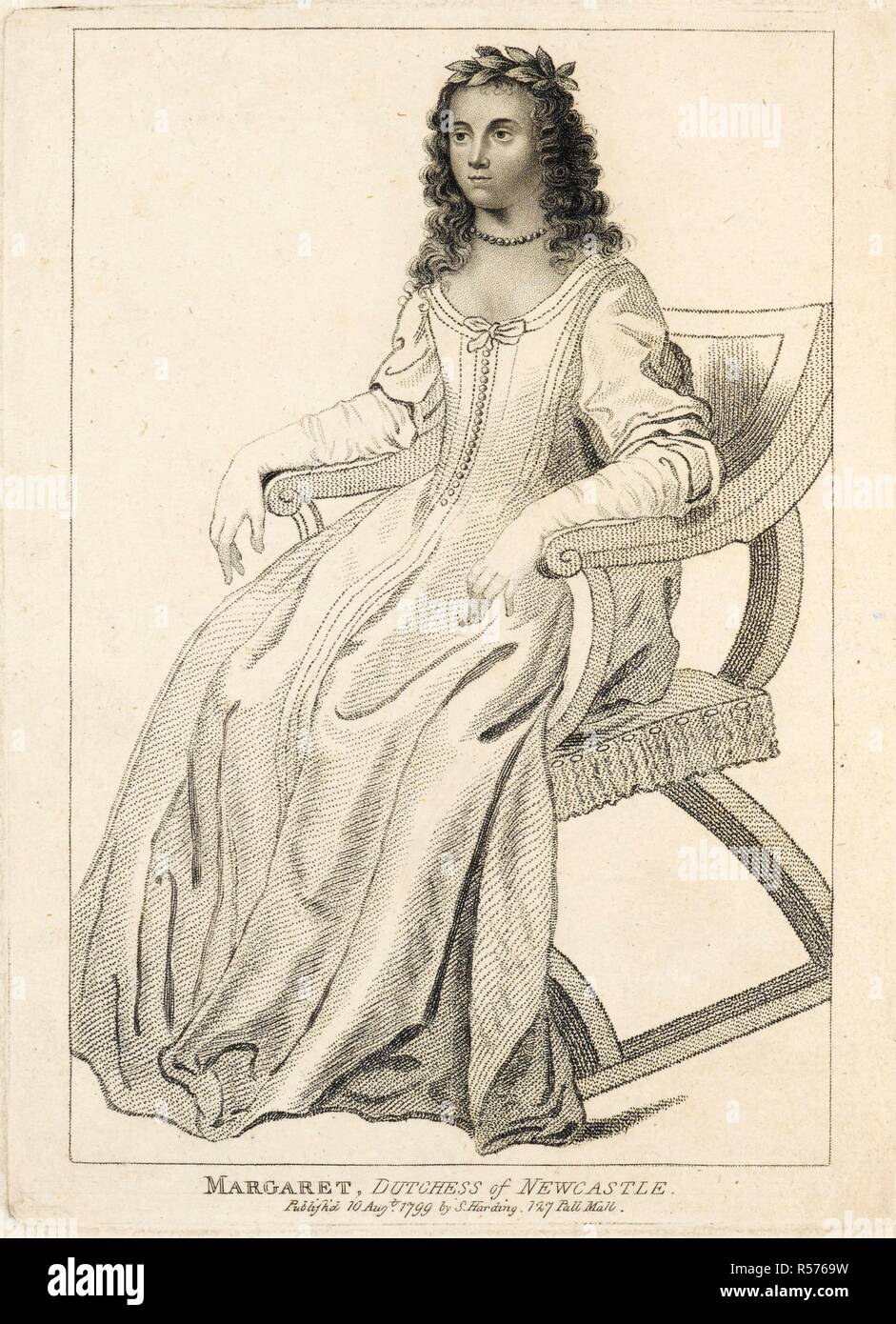 Margaret Cavendish, Herzogin von Newcastle. . Beobachtungen, die nach experimentelle Philosophie. Zu dem wird hinzugefügt, um die Beschreibung einer neuen flammenden Welt. London: Gedruckt von A. Maxwell, 1668. Porträt. Quelle: 8407.h.10, frontispiz. Sprache: Englisch. Stockfoto