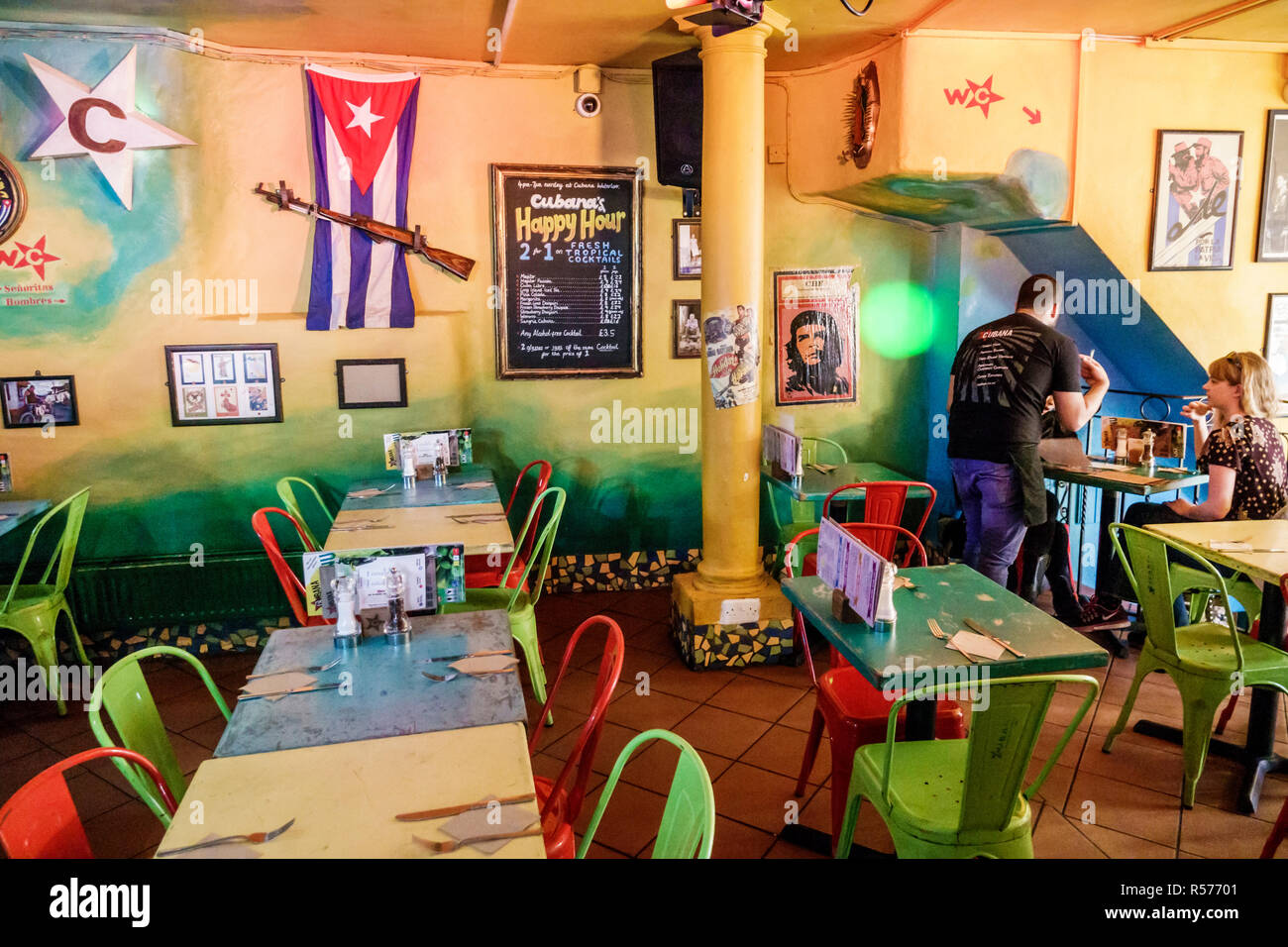 London England, Großbritannien, Lambeth South Bank, Lower Marsh, Cubana, Restaurant Restaurants Essen Essen Essen Essen Café Cafés, lateinamerikanische Küche Essen, kubanische Revolution t Stockfoto