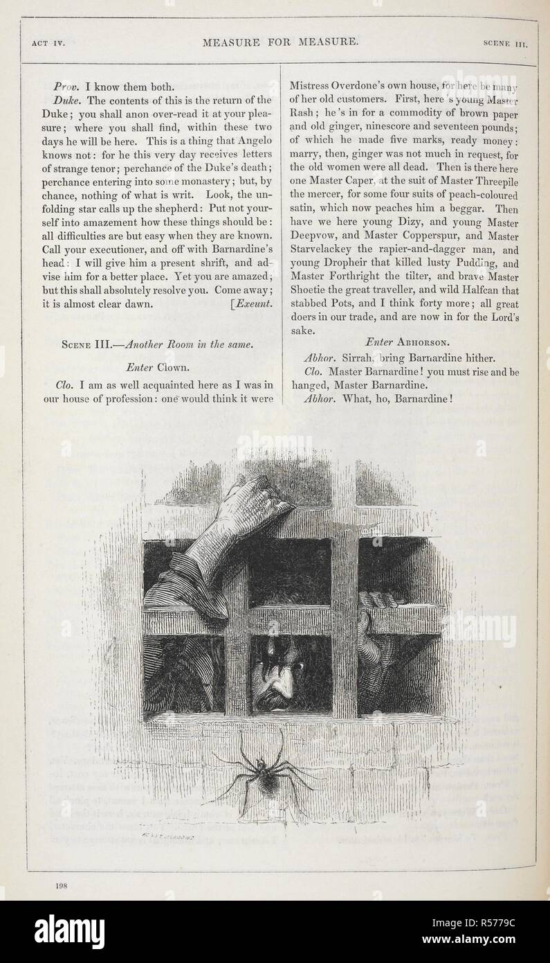 Der Charakter Bernhardine im Gefängnis von 'Measure zu messen". Die Werke von shakspere aus den besten Behörden überarbeitet: Mit einer Abhandlung, und Essay auf sein Genie, von Barry Cornwall: Und, Anmerkungen und einleitende Bemerkungen zur spielt, die von hochkarätigen Autoren: mit Gravuren auf Holz dargestellt, nach Entwürfen von Kenny suchen. London: R. Tyas, 1843. Quelle: 841. k. 21-23, Seite 198. Sprache: Englisch. Autor: Shakespeare, William. Stockfoto