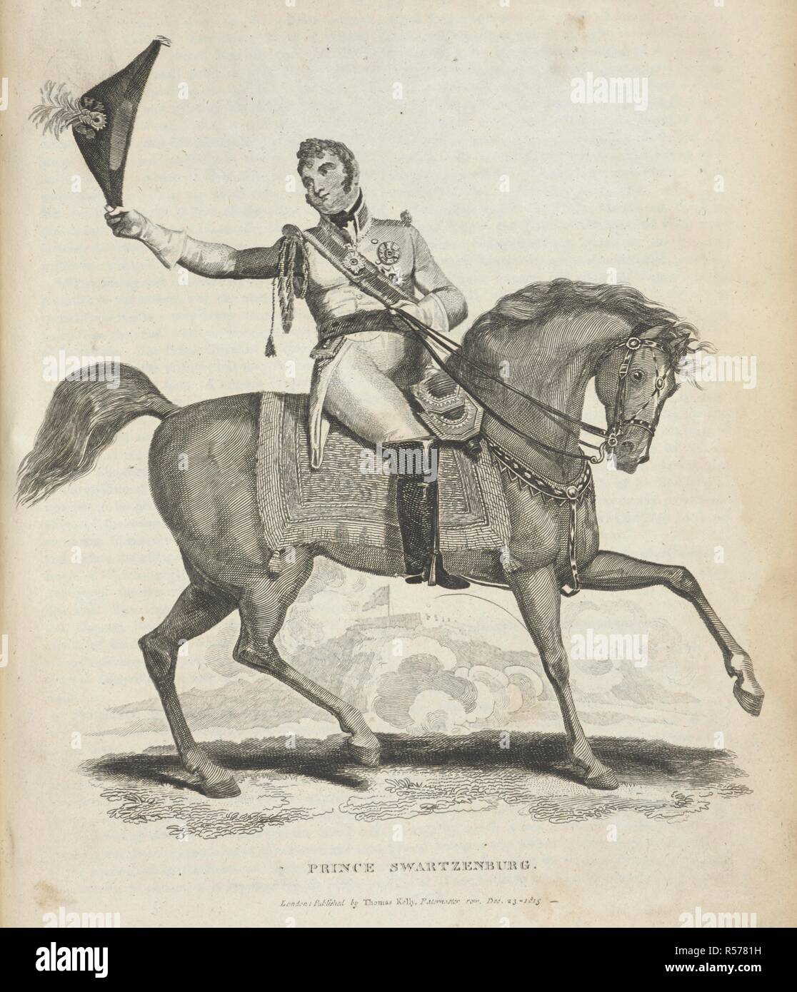 Prinz Swartzenburg. Karl Philipp, Fürst von Schwarzenberg, (18. April 1771 â € "15. Oktober 1820) war ein österreichischer Feldmarschall. Geschichte der Französischen Revolution, und der Kriege, die von, die produziert... Ereignis...; und die... Schlacht von Waterloo. London: T. Kelly, 1820-22. Quelle: 9525.f 1 Band 2 Platte gegenüberliegenden Seite 440. Autor: Christopher Kelly. Stockfoto
