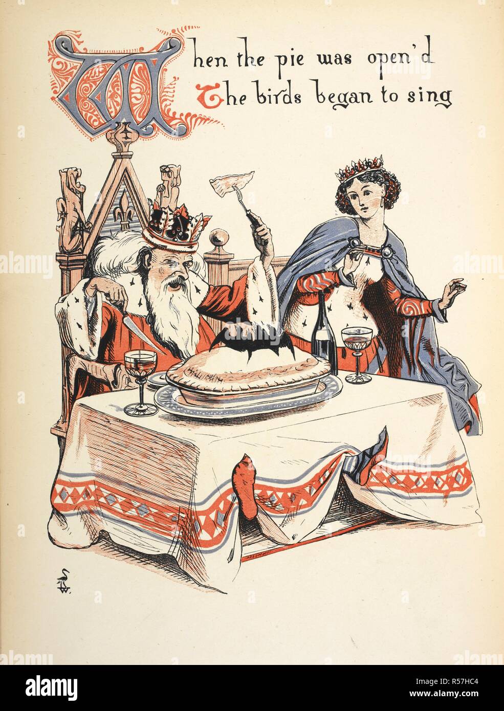 Wenn die Torte war offen "die Vögel anfingen zu singen. Der Kinderreim Bilderbuch... London: Routledge George und Söhne, [1883]. Quelle: 12810.d.57 Seite 3. Thema: Kran, Walter. Stockfoto