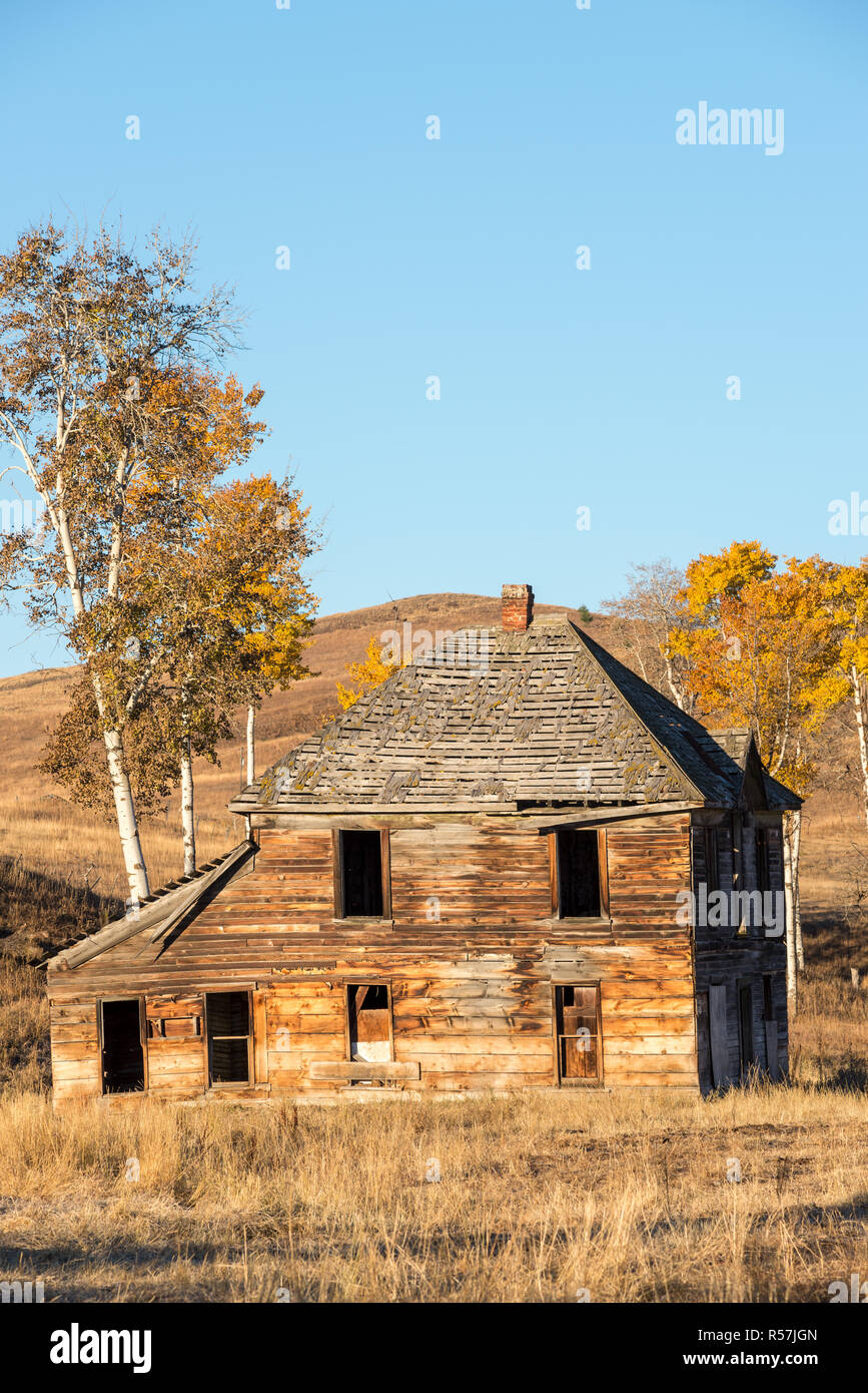 Altes Haus, Okanogan Highlands, Washington. Stockfoto