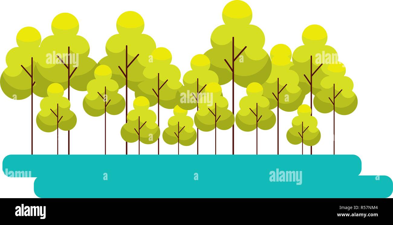 Wald Bäume Natur Pflanzen Landschaft Vector Illustration Stock Vektor