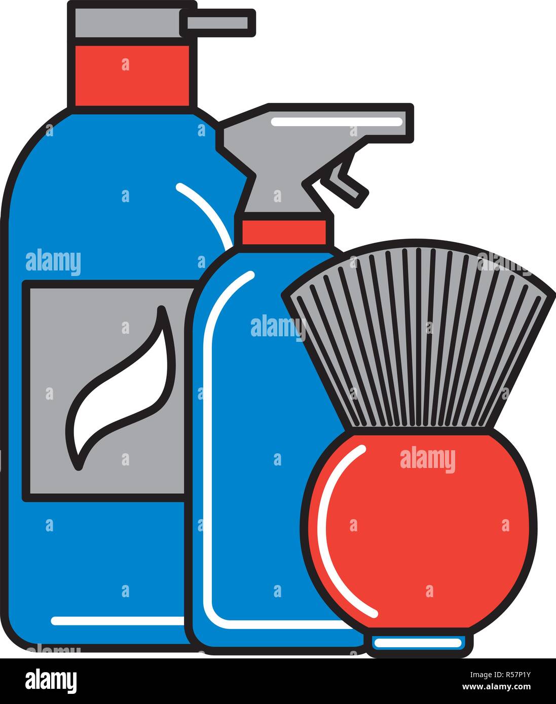 Friseur spray Pinsel und Creme Vector Illustration Stock Vektor