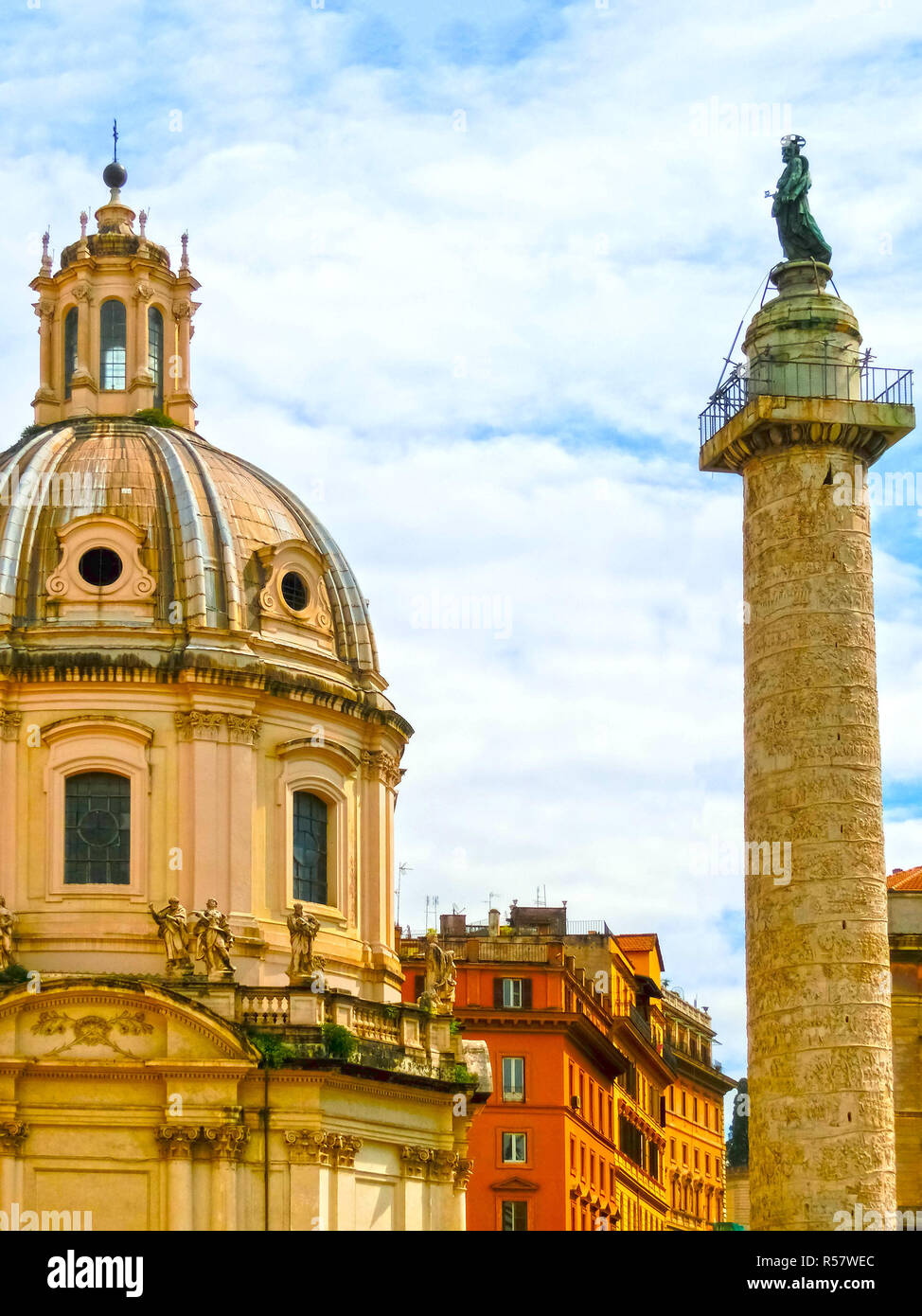 Marco Aurelio Spalte in Piazza Colonna in Rom, Italien Stockfoto