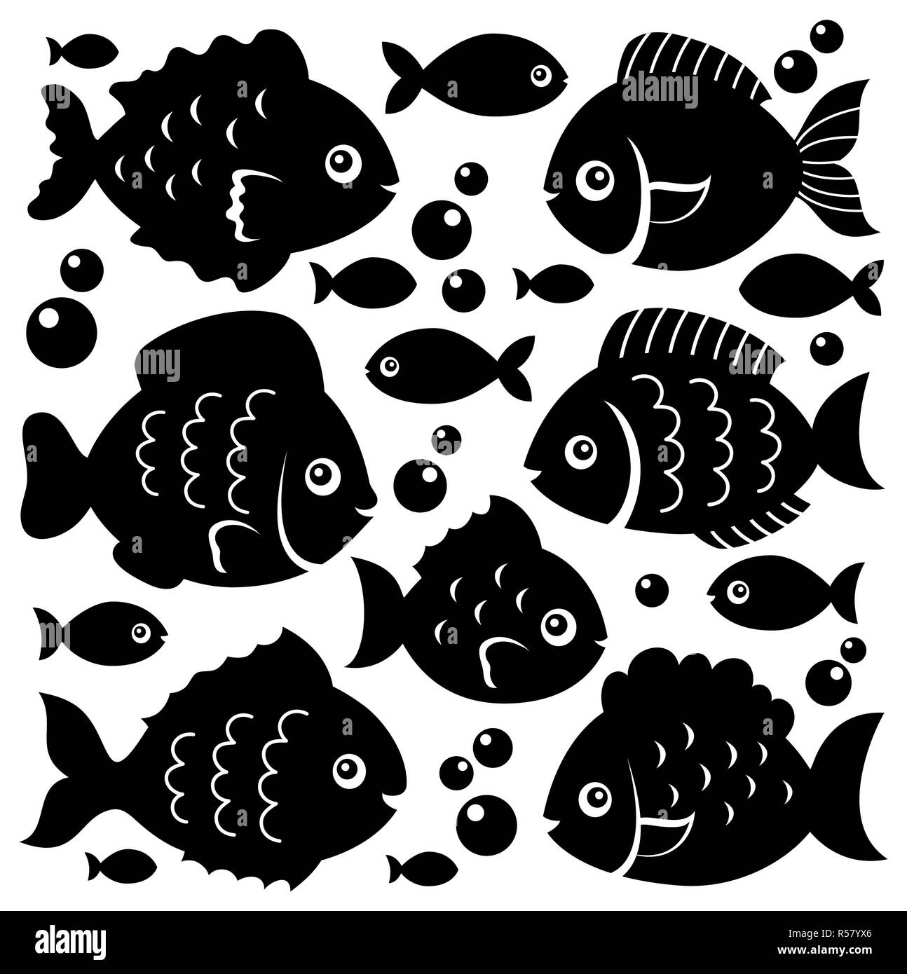 Fisch Silhouetten Theme, 1. Stockfoto