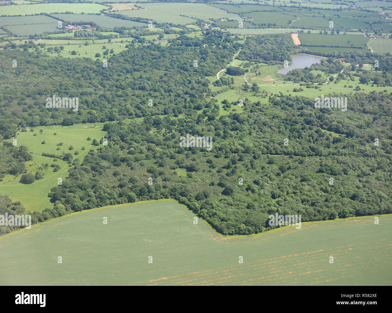 Luftaufnahme von Hatfield Forest Stockfoto