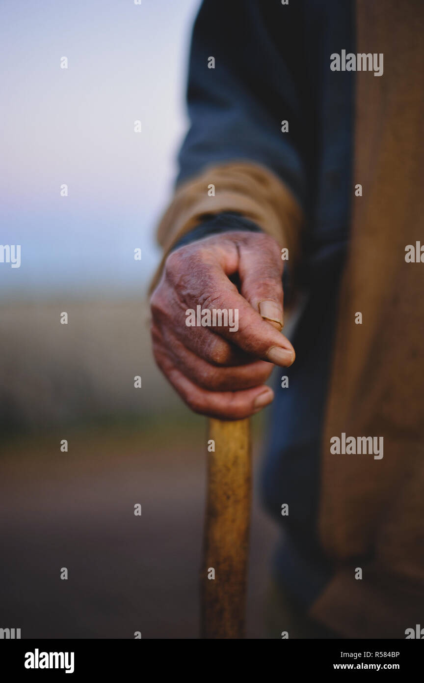 Alte arabische Mann die Hände. Stockfoto