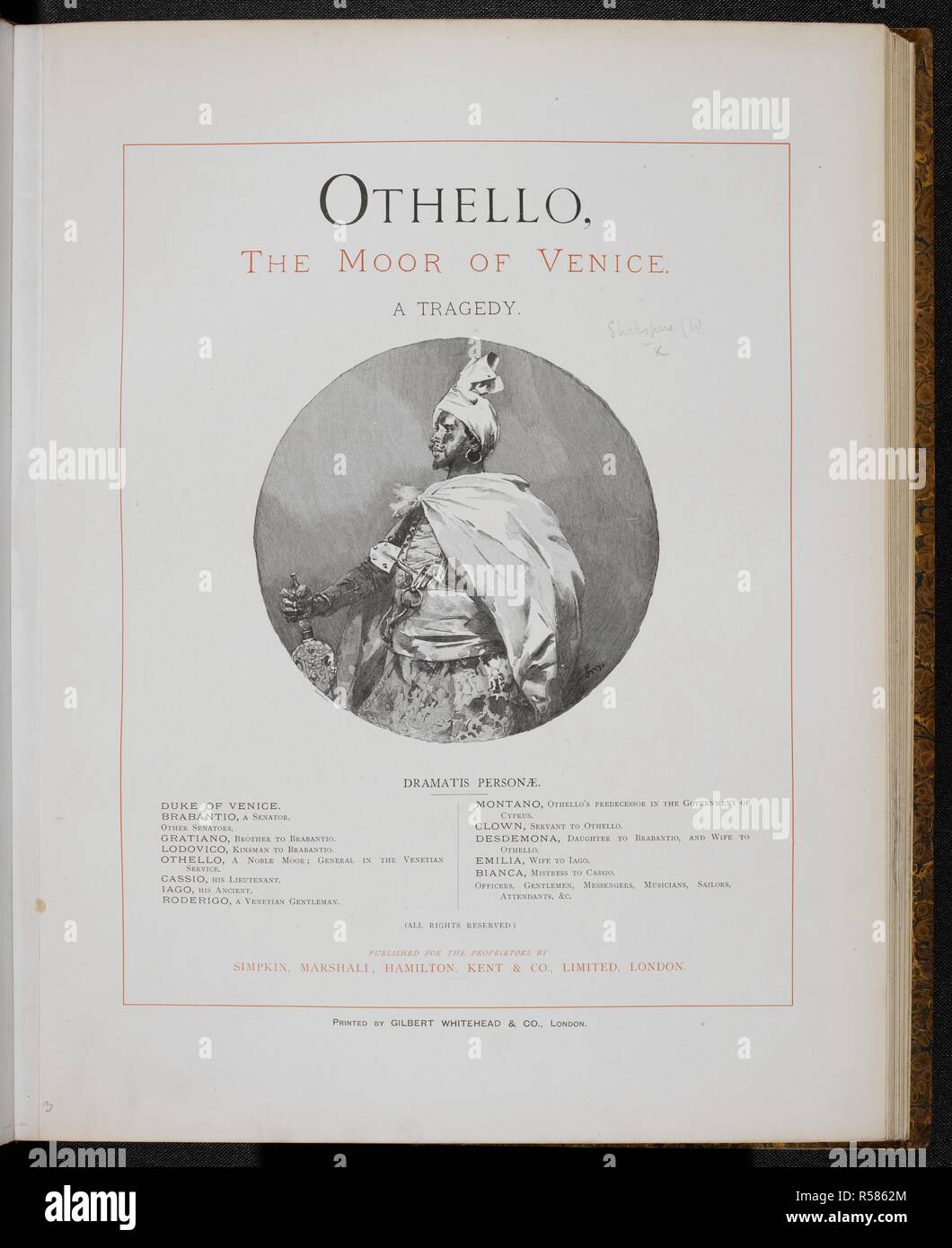 Portrait Von Othello Liste Der Zeichen Othello Der Mohr Von Venedig Simpkin Und Co London 1893 Quelle 11765 K 9 Titelseite Sprache Englisch Autor Shakespeare William Marchetti Ludovic Stockfotografie Alamy