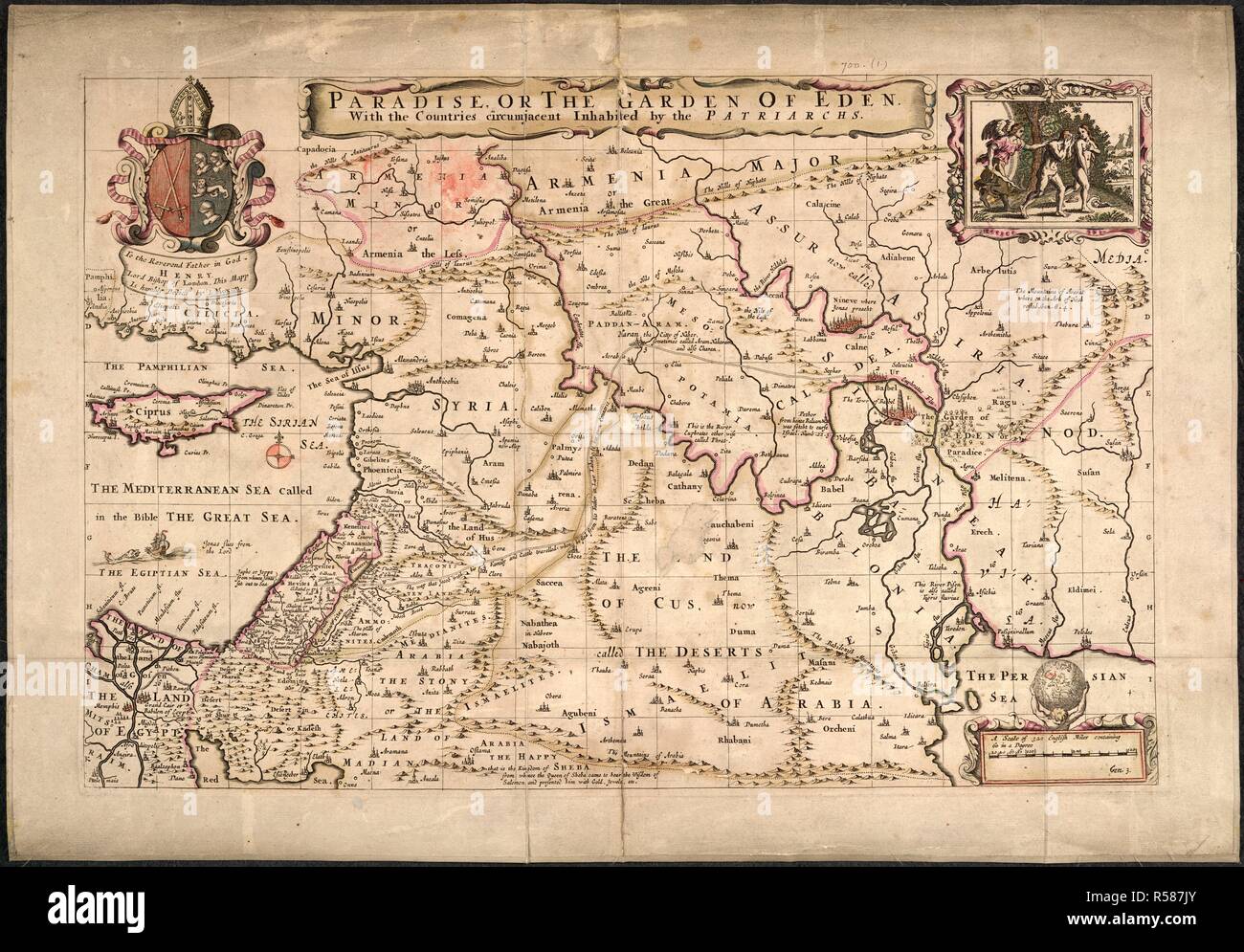Paradies oder der Garten Eden. Paradies oder den Garten Eden mit den Ländern. London, 1690. Quelle: Karten.* 700. (1). Sprache: Englisch. Autor: Moxon, Joseph. Stockfoto