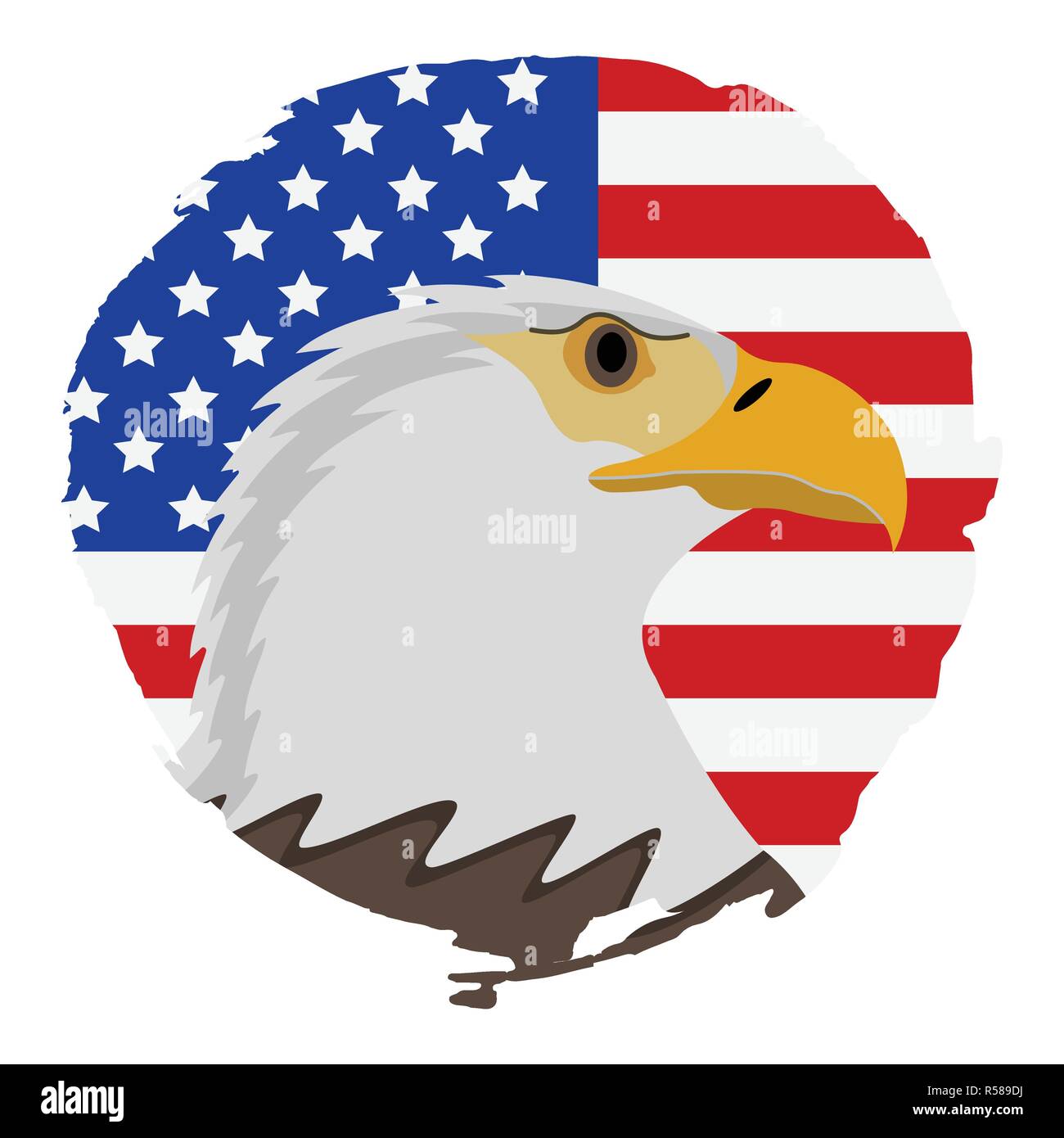 Amerikanische Flagge mit Adler Symbol. Glücklich 4. Juli und der Tag der Unabhängigkeit. Vector Illustration. Stock Vektor