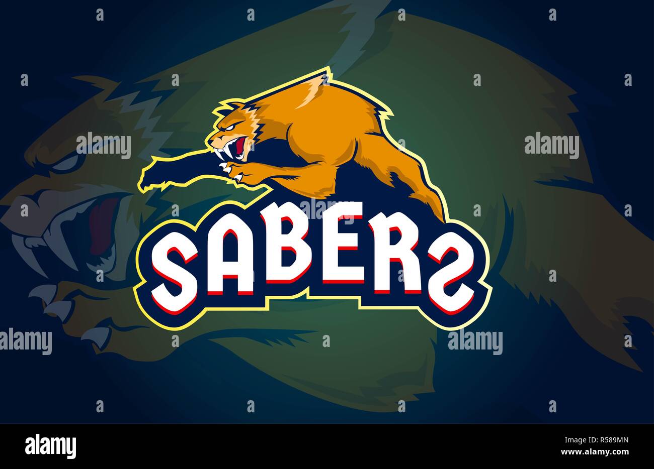 Sabertooth oder smilodon Maskottchen esport Logo Stockfoto