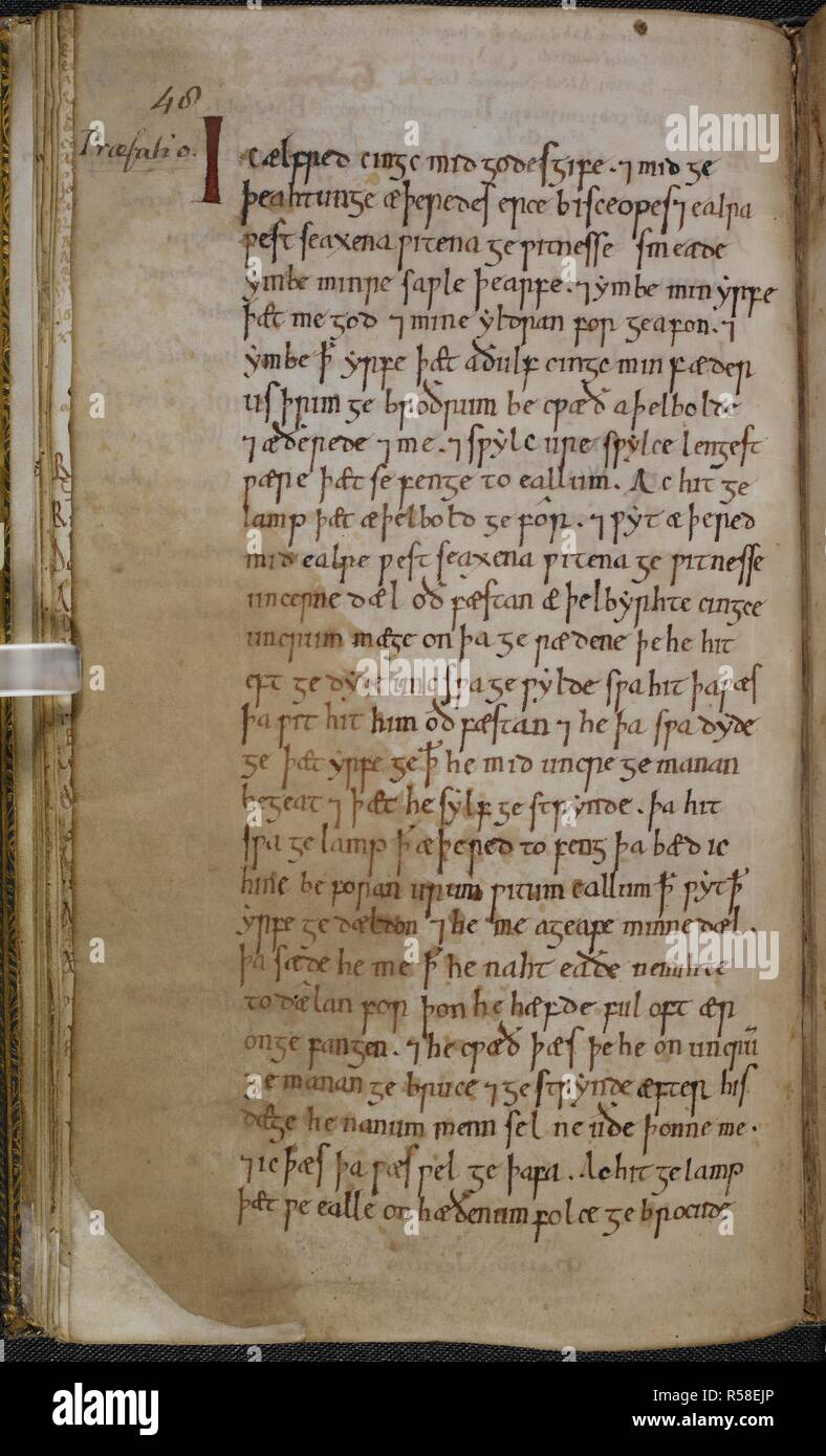 Der Wille des Königs Ã † lfred; mit Vorwort, Incipit: 'Ic Ã † lfred cingc Mitte godes gife" und explizit: "[s] ic-hit sylf ge [c eÃ°e]Ã ¦ t ¦ Ã¾am nyhstan Einrichtung ge". Das Incipit: 'Ic Ã † lfred Ã¾est seaxena cingc" und explizit: "[s] ge mich für gyfan. (Bis 39 v). Historische Texte einschließlich der Wille des Königs Ã † lfred. c. 1031. Quelle: Stowe 944 w.29 v. Sprache: Latein. Stockfoto