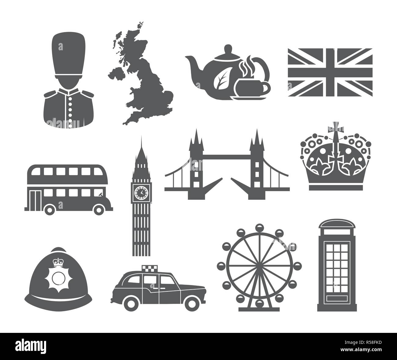 England Symbole gesetzt Stock Vektor