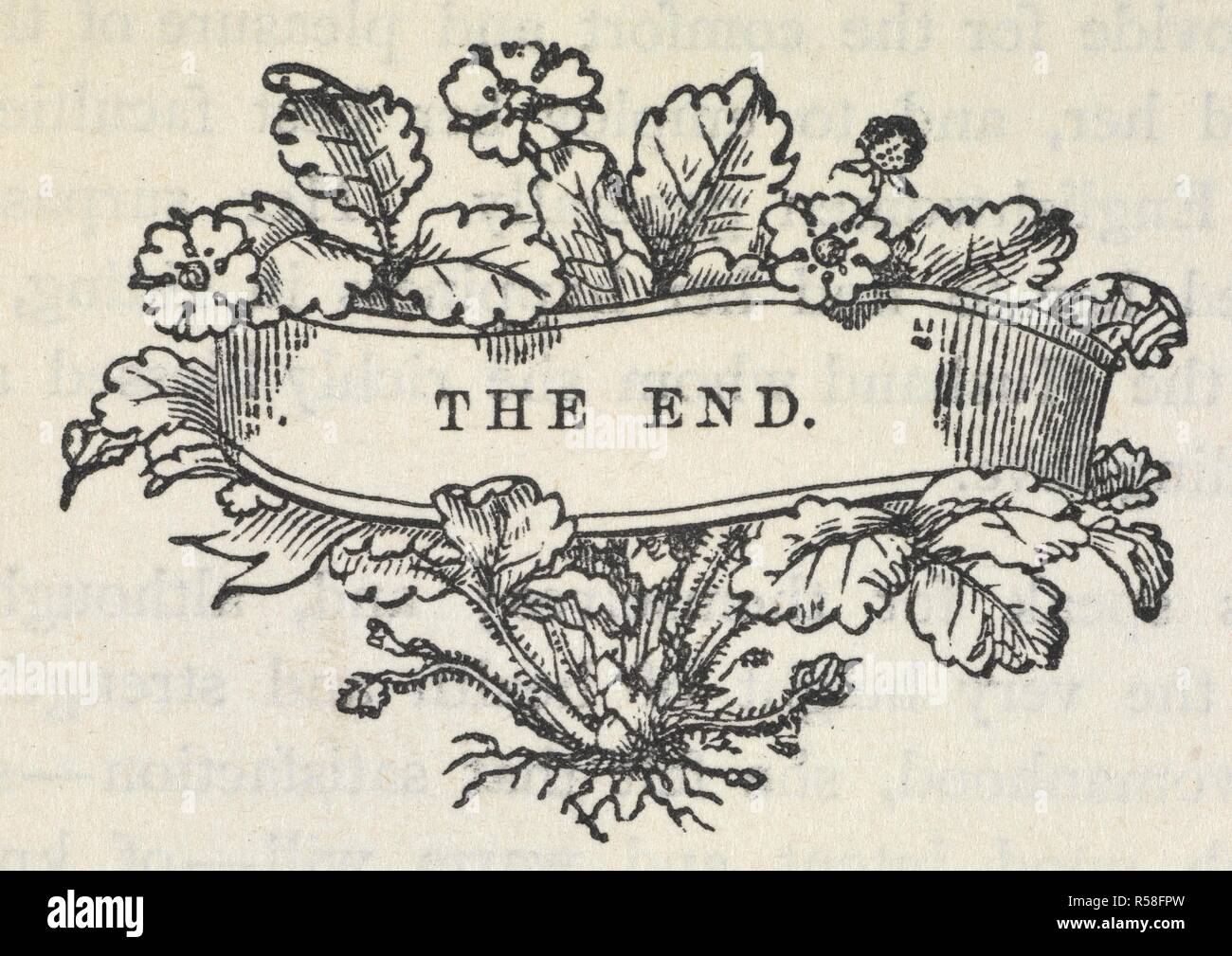 "Das Ende". Motiv mit verschiedenen Blätter und Blüten. Mrs Beeton's Dictionary eines jeden Tag kochen. London: S. O. Beeton, 1865. Quelle:12202.ee.1/1. Seite 374. Autor: ISABELLA BEETON, Maria. ANON. Stockfoto