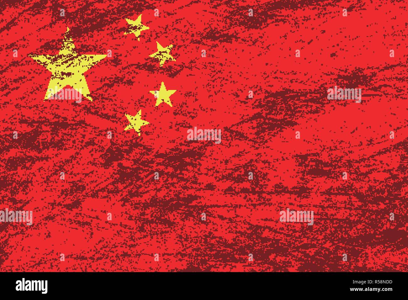 Vektor grunge China Flagge Hintergrund Stock Vektor