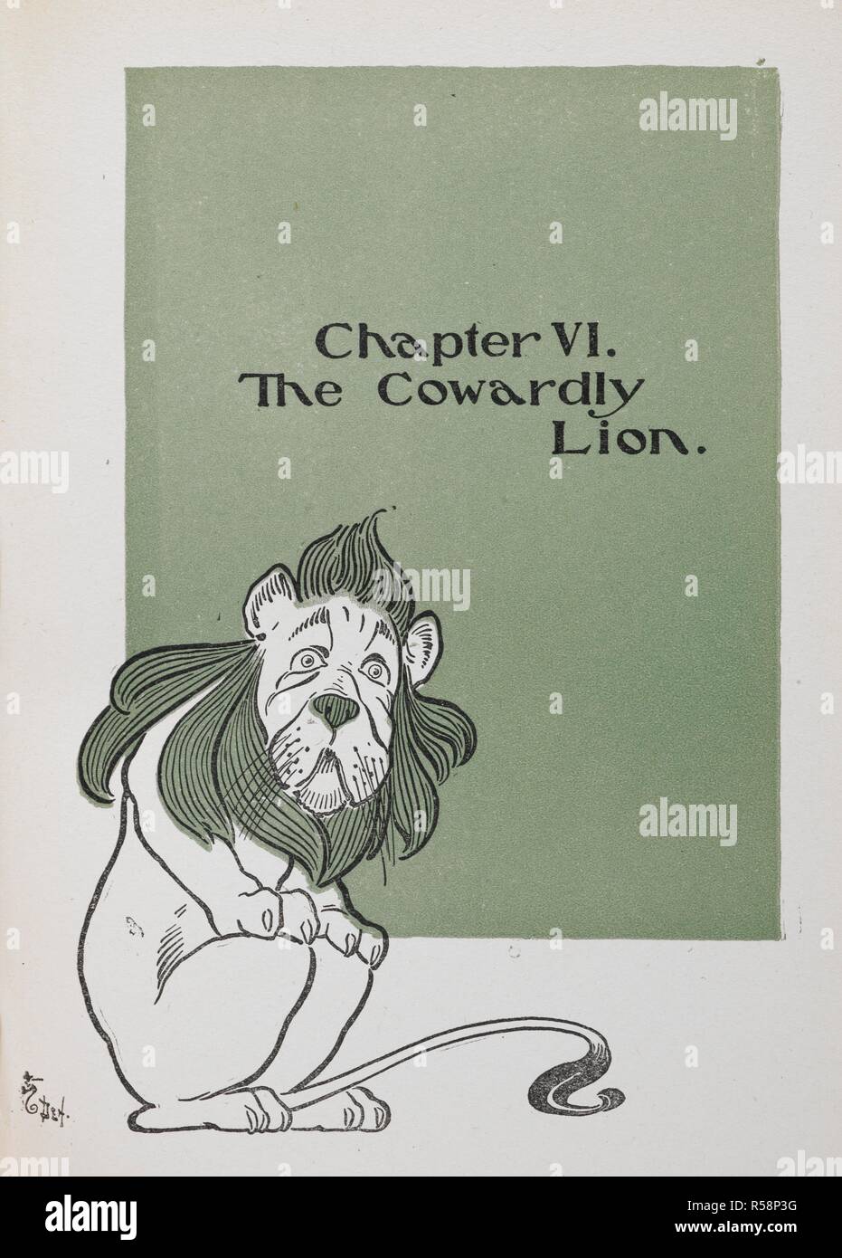 Der feige Löwe. Ein Zeichen in der Geschichte, "Die neuen Zauberer von Oz". . Die neuen Zauberer von Oz... Mit Bildern von W. W. Denslow. Bobbs-Merrill Co.: Indianapolis; Hodder & Stoughton: London, [1906]. Quelle: 12813. tt. 15 Seite 63. Autor: Baum, Lyman Frank. Leason, Percy Alexander. Stockfoto