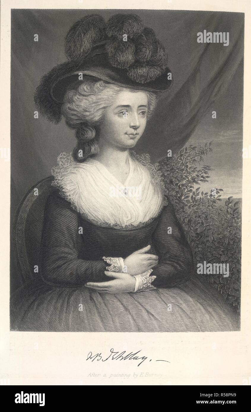 Madame D'Arblay. Portrait Gallery bedeutender Männer und Frauen... New York, 1872-74. Fanny (Frances) Burney (1752-1840). Englische Schriftsteller und tagebuchschreibers. Portrait nach einem Gemälde von E.Burney. . Quelle: 10604 b. 10 Band I, 139. Sprache: Englisch. Stockfoto