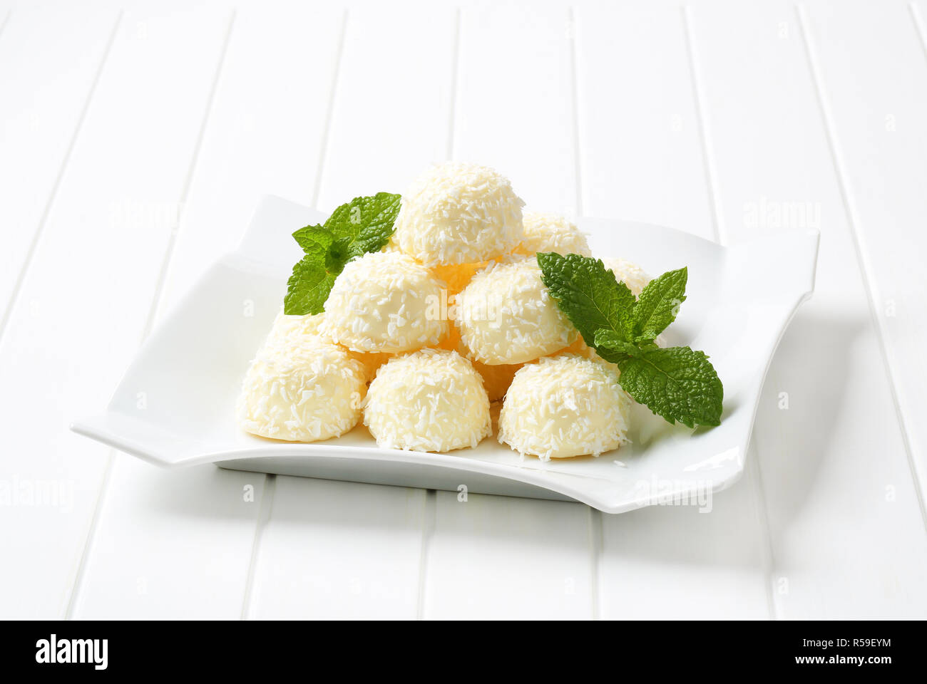 Coconut Schneeball Trüffel Stockfoto