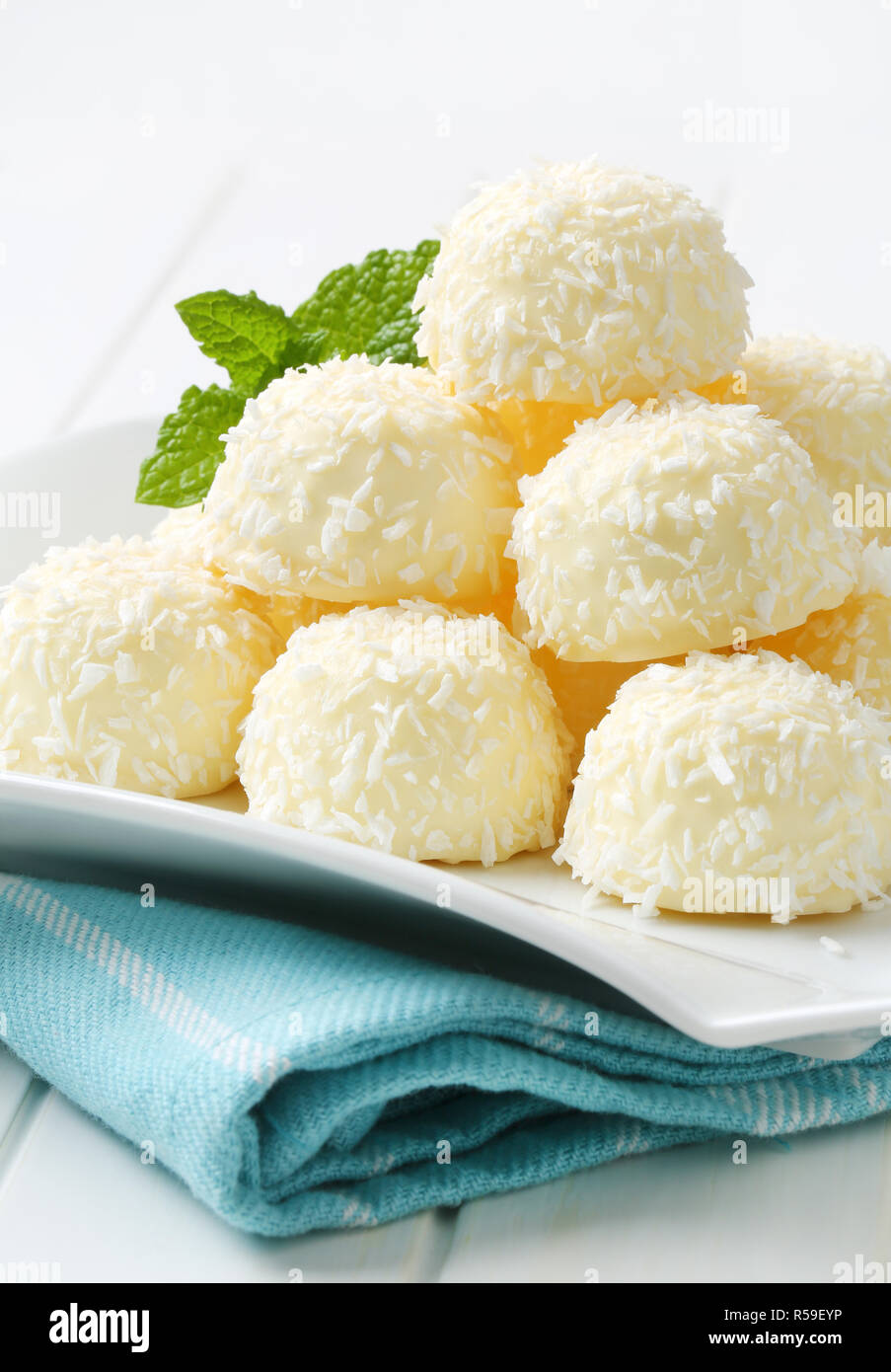 Coconut Schneeball Trüffel Stockfoto