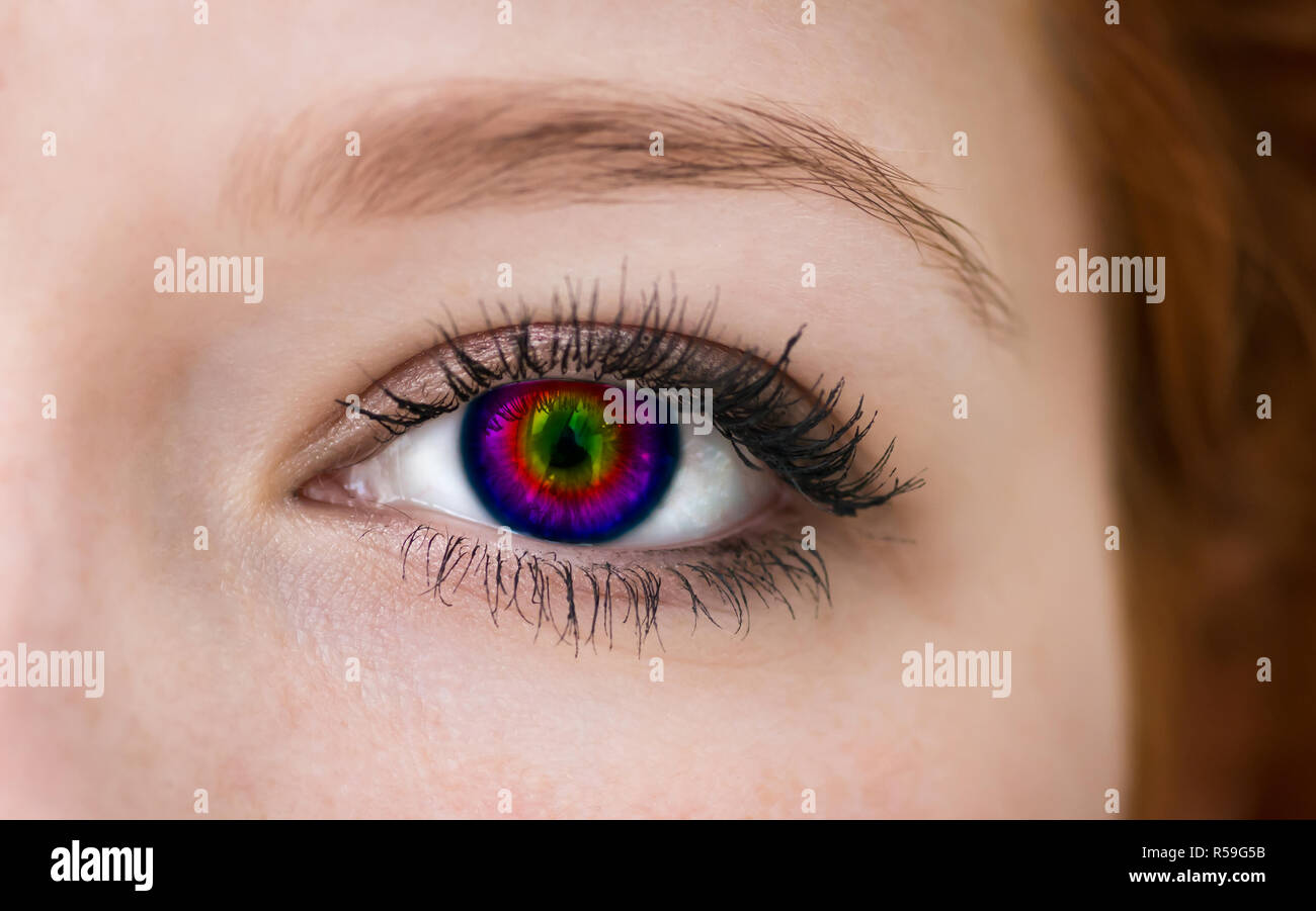 Mehrfarbige Auge, Makro geschossen Stockfotografie - Alamy
